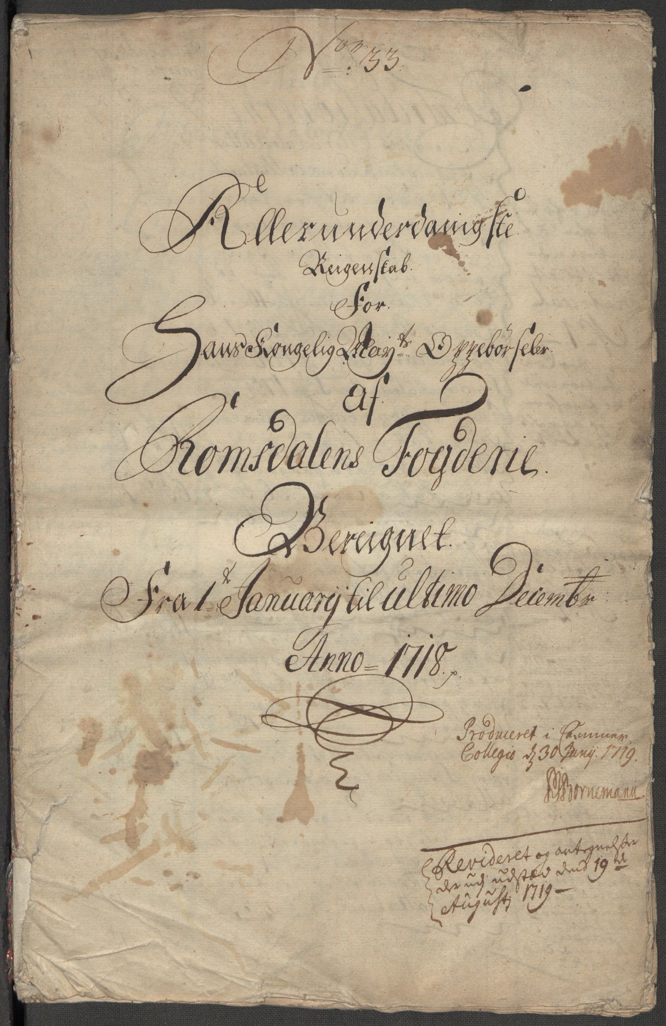 Rentekammeret inntil 1814, Reviderte regnskaper, Fogderegnskap, RA/EA-4092/R55/L3665: Fogderegnskap Romsdal, 1718, p. 3