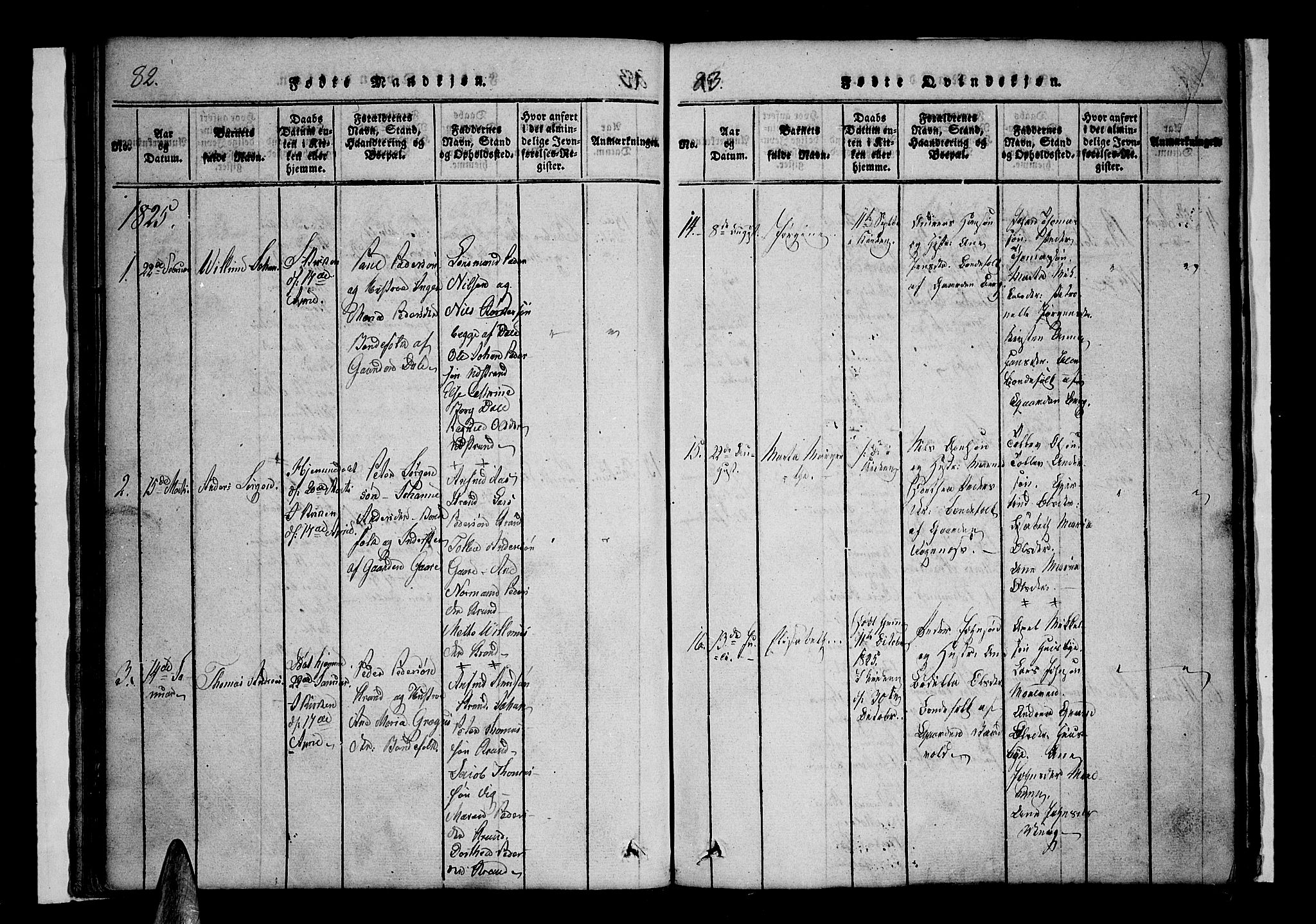 Kvæfjord sokneprestkontor, SATØ/S-1323/G/Ga/Gaa/L0002kirke: Parish register (official) no. 2, 1821-1830, p. 82-83