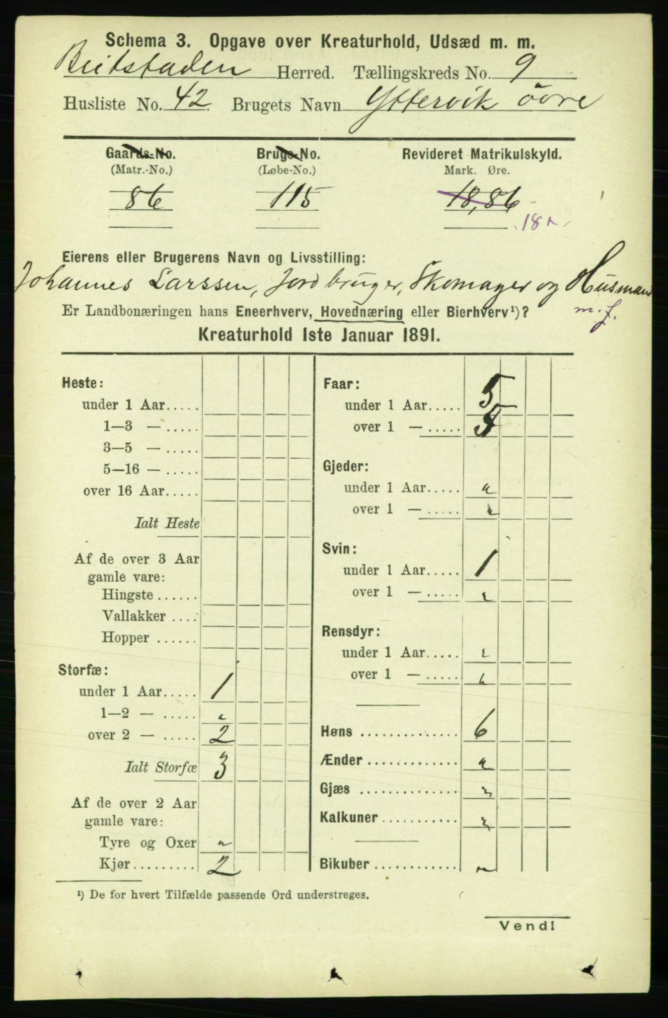 RA, 1891 census for 1727 Beitstad, 1891, p. 6179