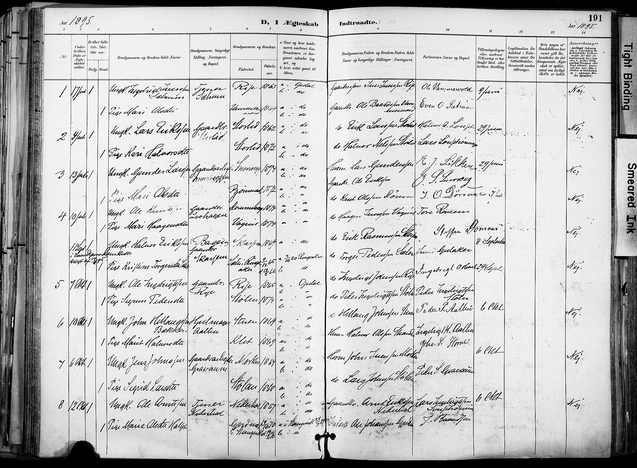 Ministerialprotokoller, klokkerbøker og fødselsregistre - Sør-Trøndelag, SAT/A-1456/678/L0902: Parish register (official) no. 678A11, 1895-1911, p. 191