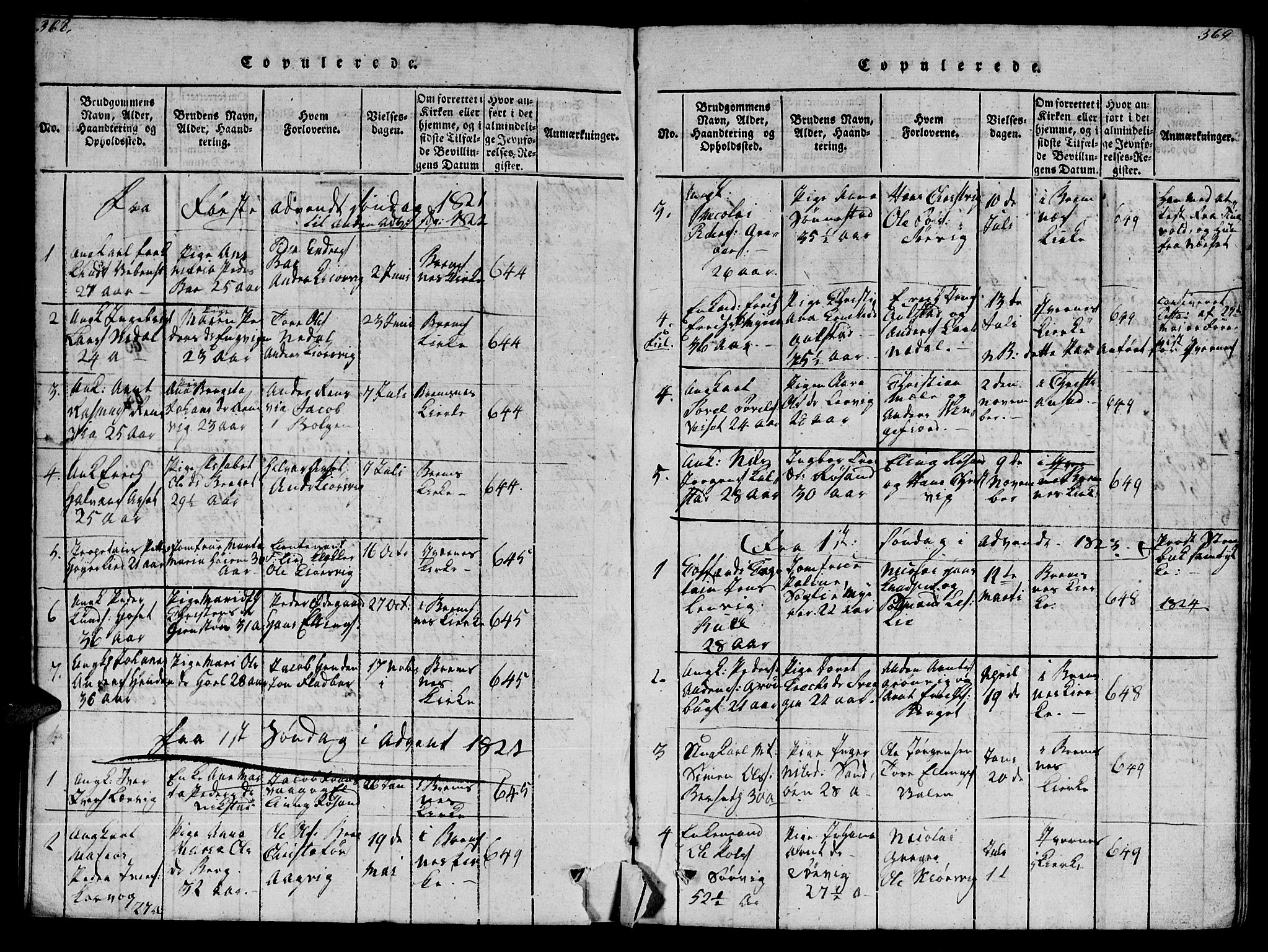 Ministerialprotokoller, klokkerbøker og fødselsregistre - Møre og Romsdal, SAT/A-1454/569/L0818: Parish register (official) no. 569A04, 1820-1828, p. 368-369