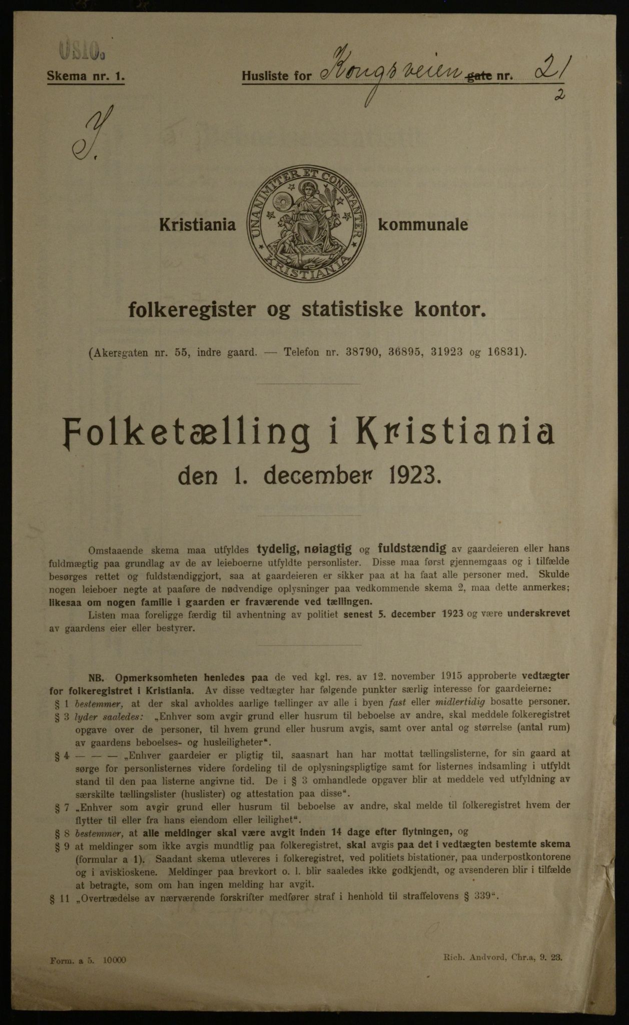 OBA, Municipal Census 1923 for Kristiania, 1923, p. 59324