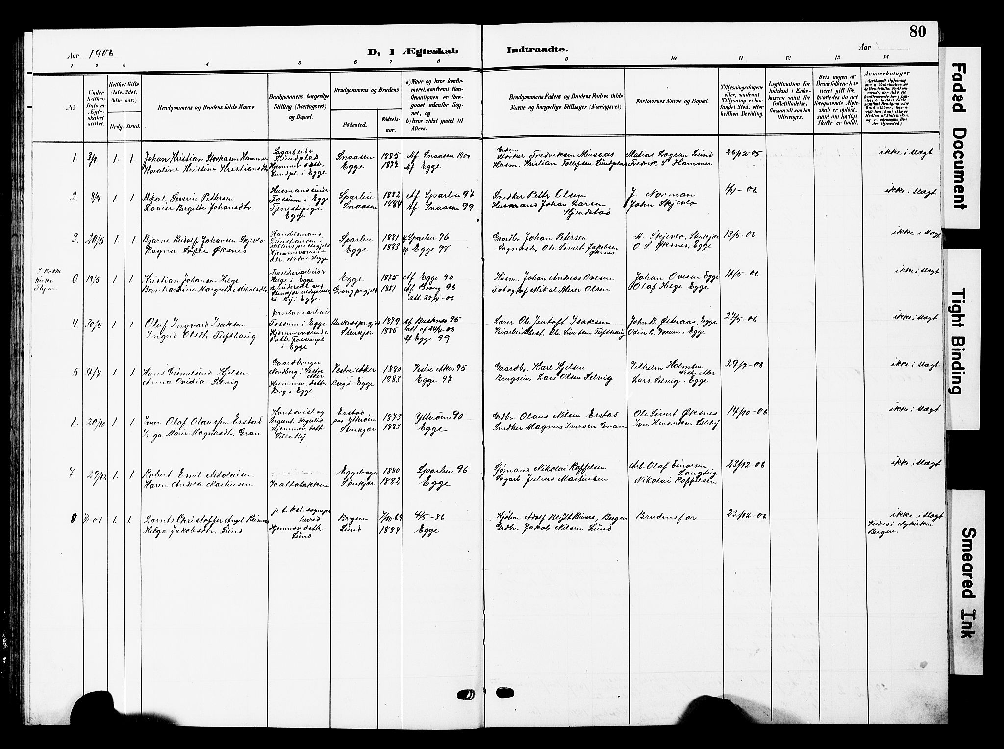 Ministerialprotokoller, klokkerbøker og fødselsregistre - Nord-Trøndelag, SAT/A-1458/740/L0381: Parish register (copy) no. 740C02, 1903-1914, p. 80