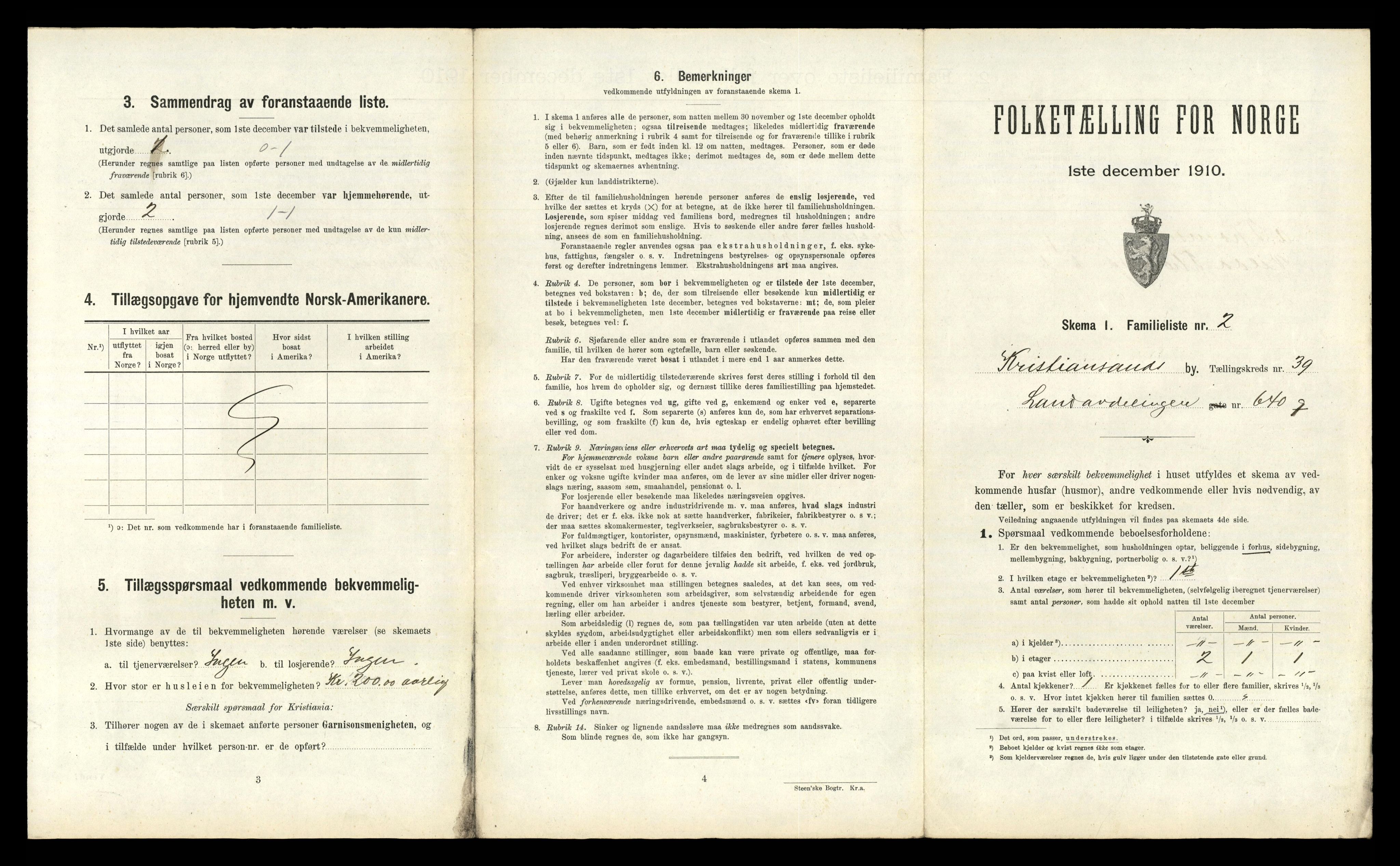 RA, 1910 census for Kristiansand, 1910, p. 9654