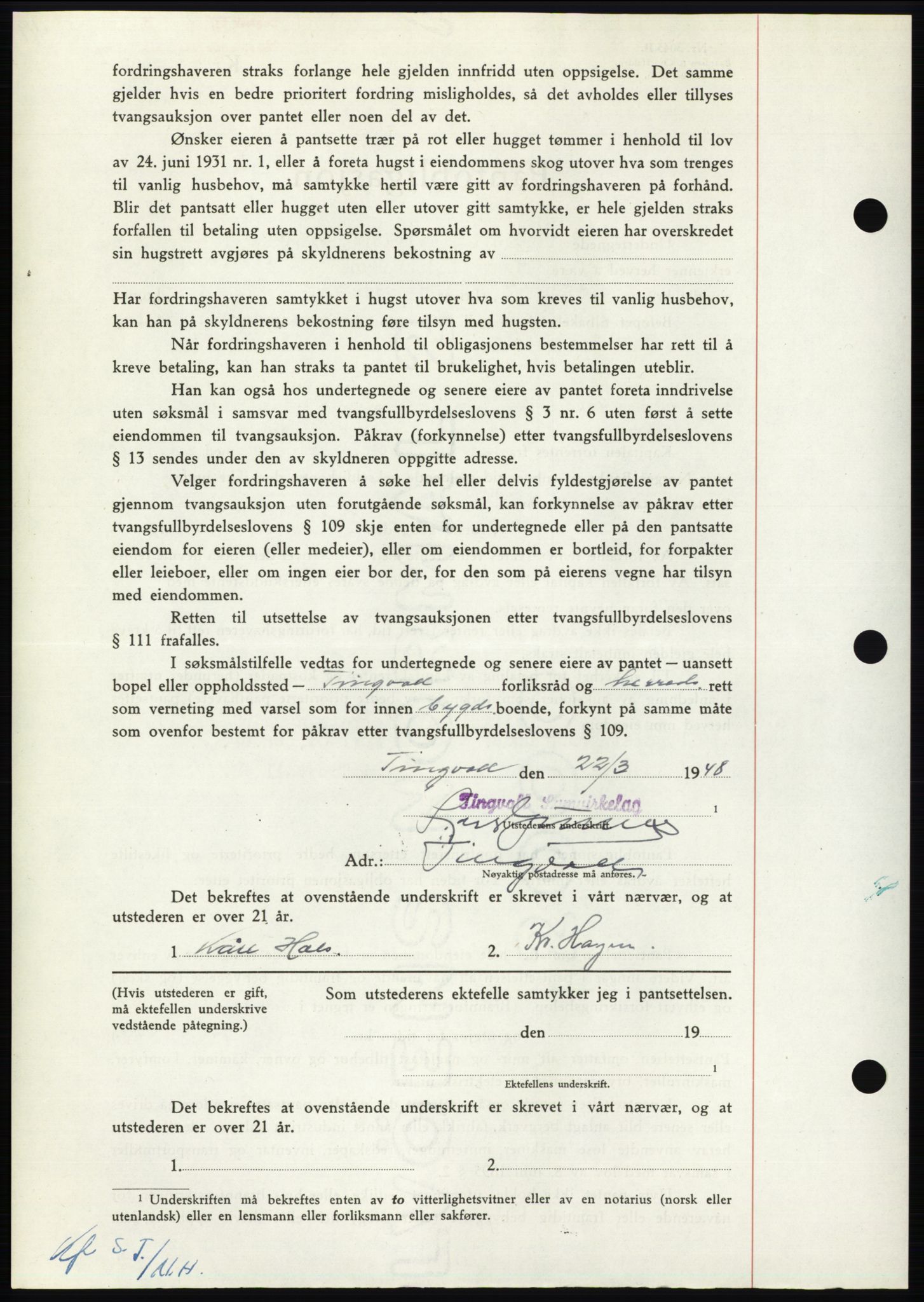 Nordmøre sorenskriveri, AV/SAT-A-4132/1/2/2Ca: Mortgage book no. B98, 1948-1948, Diary no: : 692/1948