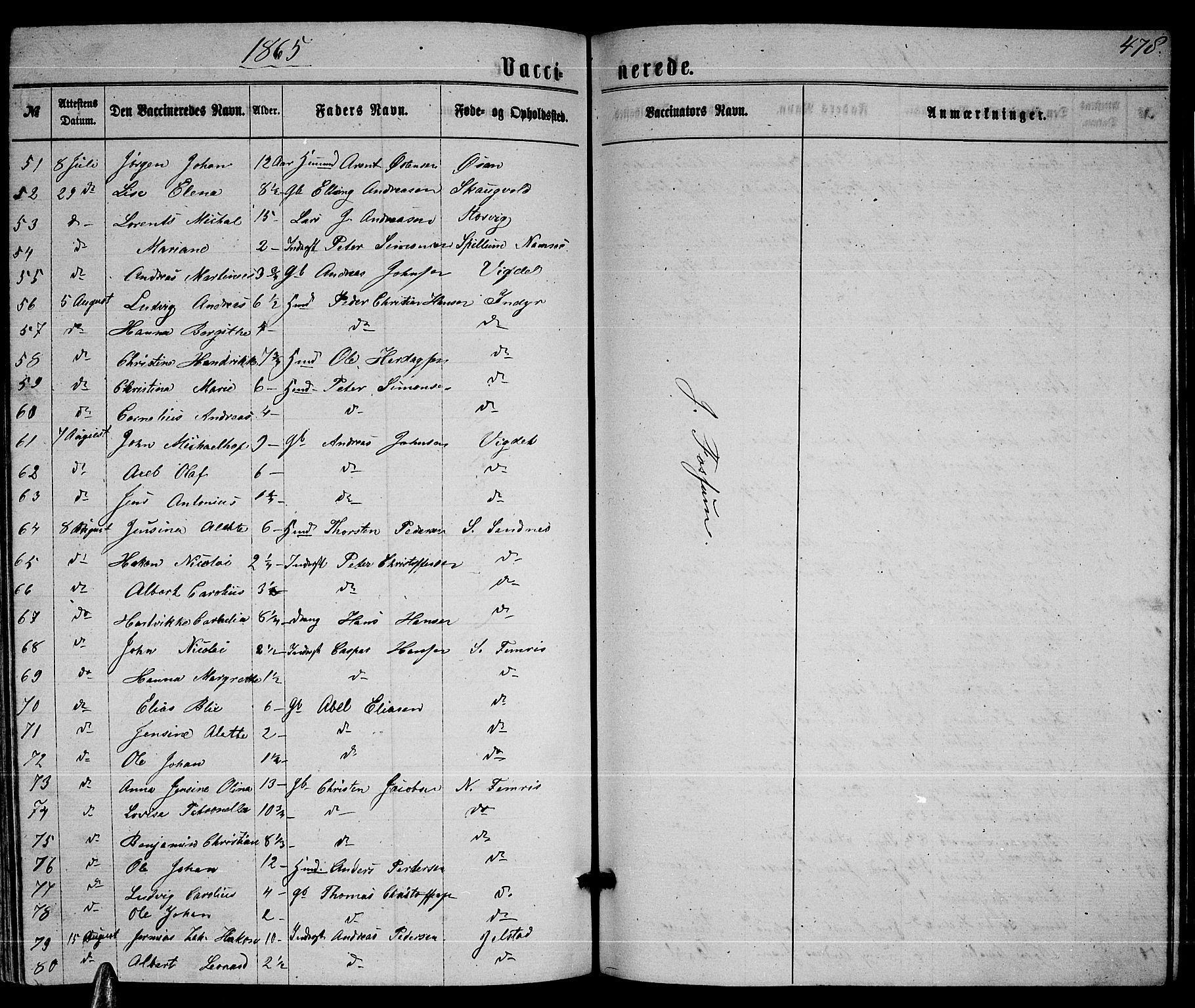 Ministerialprotokoller, klokkerbøker og fødselsregistre - Nordland, AV/SAT-A-1459/805/L0107: Parish register (copy) no. 805C03, 1862-1885, p. 478