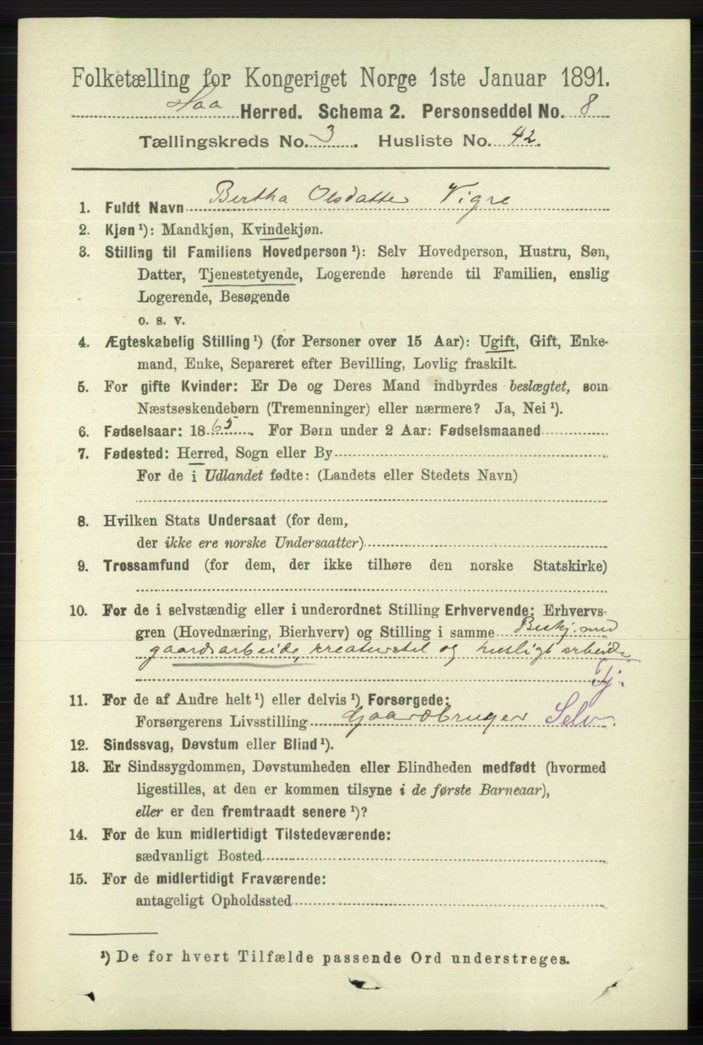 RA, 1891 census for 1119 Hå, 1891, p. 1000