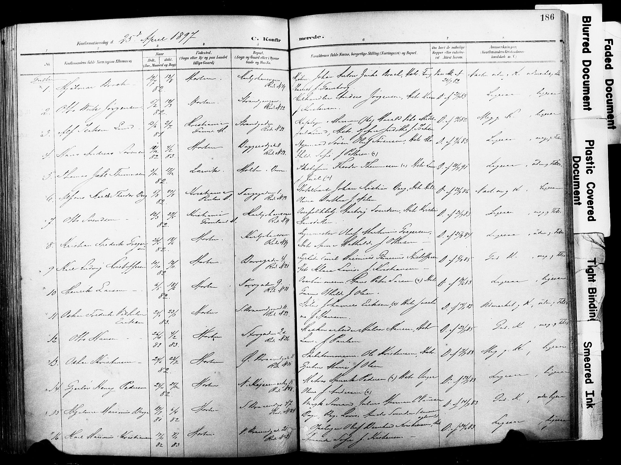 Horten kirkebøker, AV/SAKO-A-348/F/Fa/L0005: Parish register (official) no. 5, 1896-1904, p. 186