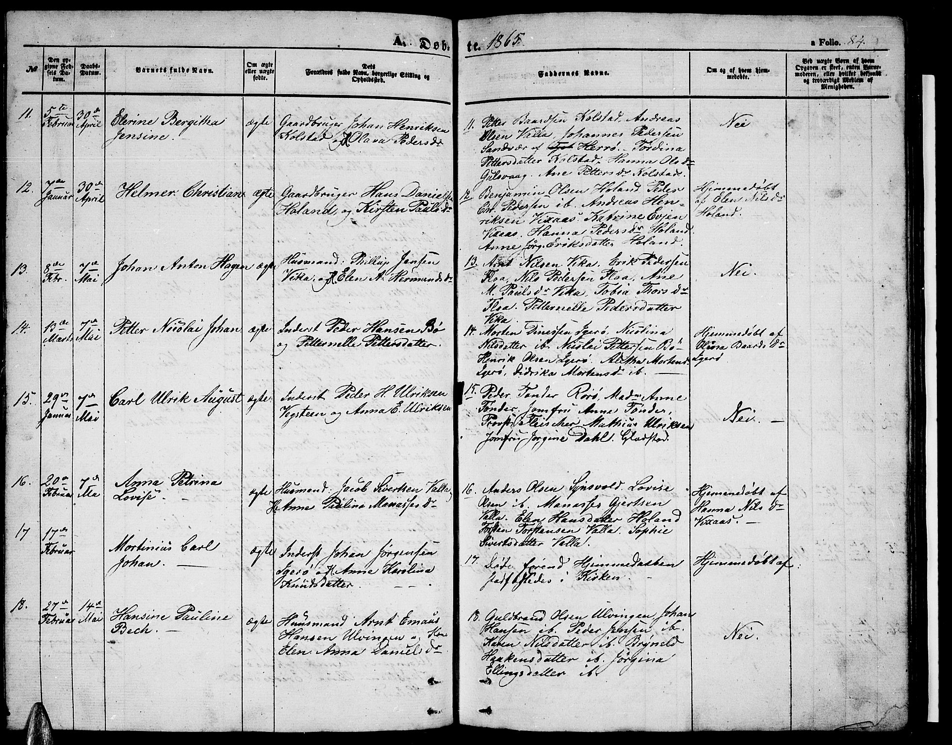 Ministerialprotokoller, klokkerbøker og fødselsregistre - Nordland, AV/SAT-A-1459/816/L0251: Parish register (copy) no. 816C01, 1852-1870, p. 84