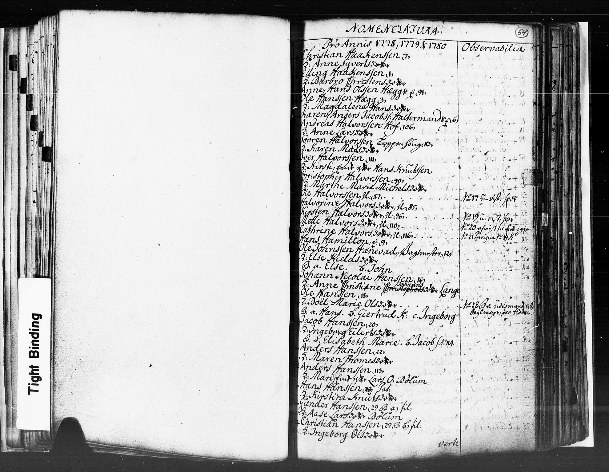 Strømsø kirkebøker, SAKO/A-246/K/Ka/L0001: Sjeleregister, 1778-1792, p. 54