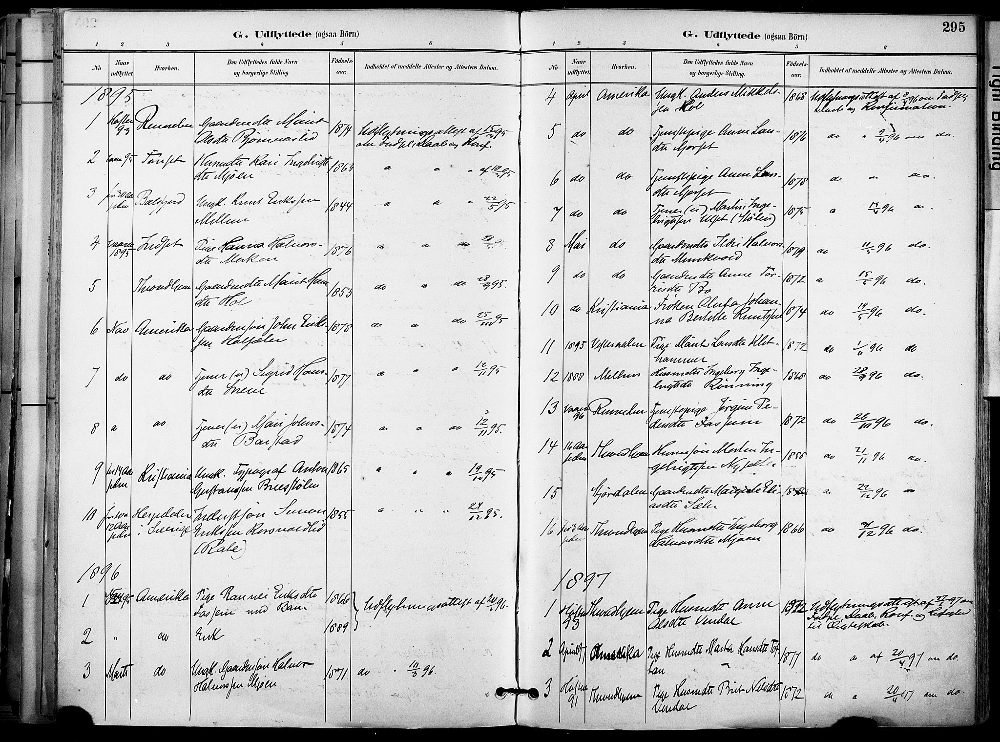 Ministerialprotokoller, klokkerbøker og fødselsregistre - Sør-Trøndelag, SAT/A-1456/678/L0902: Parish register (official) no. 678A11, 1895-1911, p. 295