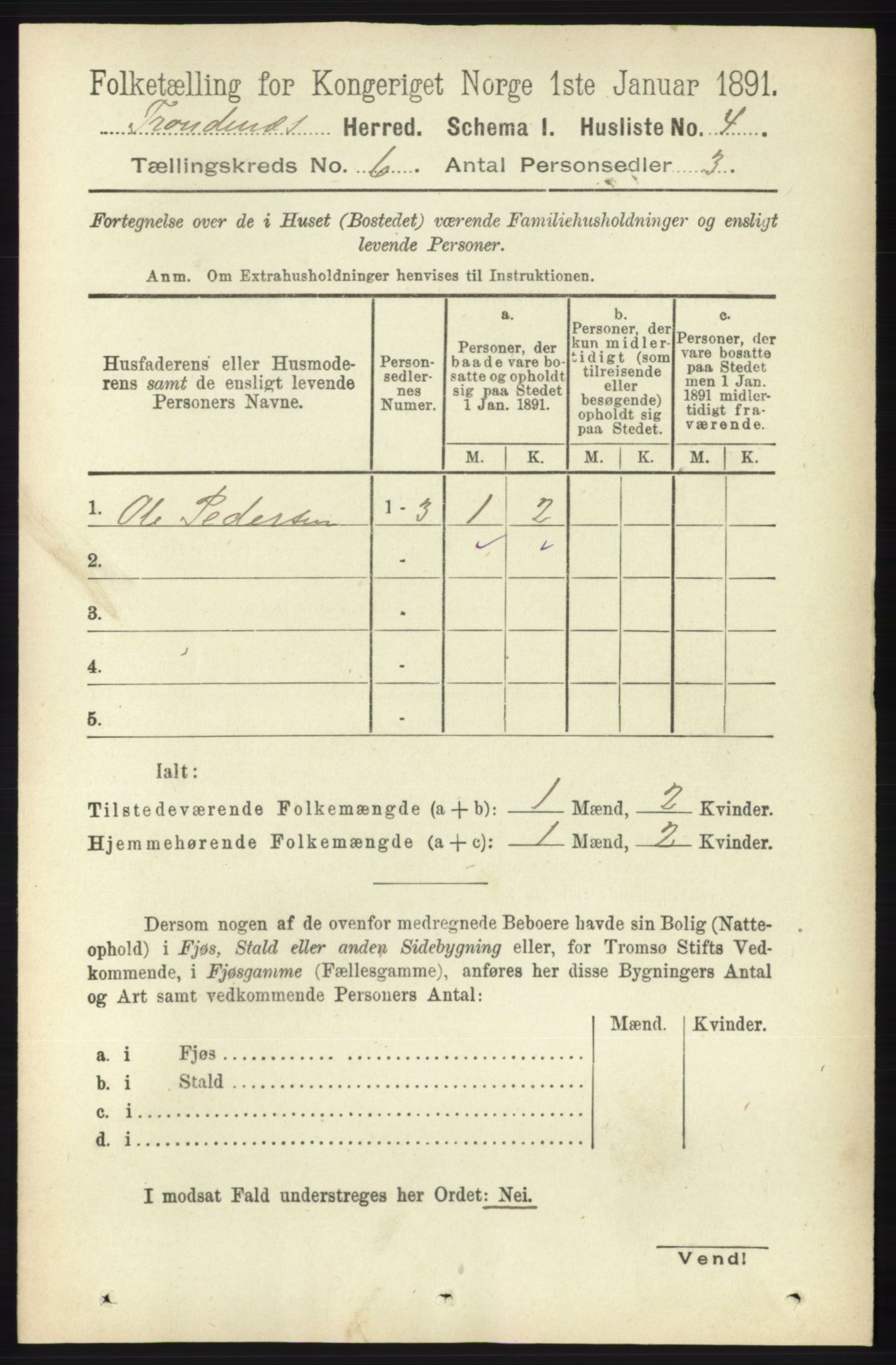 RA, 1891 census for 1914 Trondenes, 1891, p. 3747