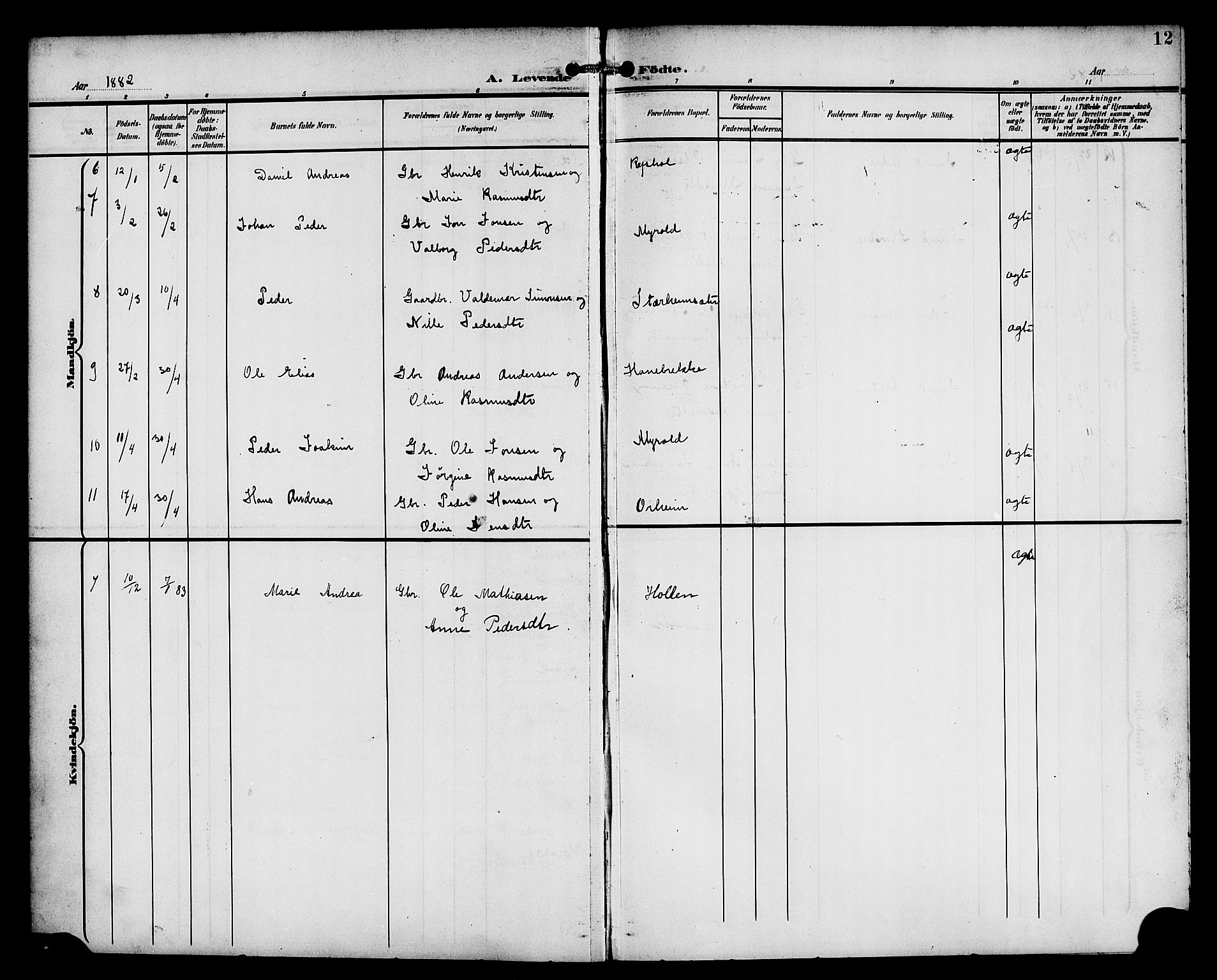 Eid sokneprestembete, AV/SAB-A-82301/H/Haa/Haac/L0001: Parish register (official) no. C 1, 1879-1899, p. 12