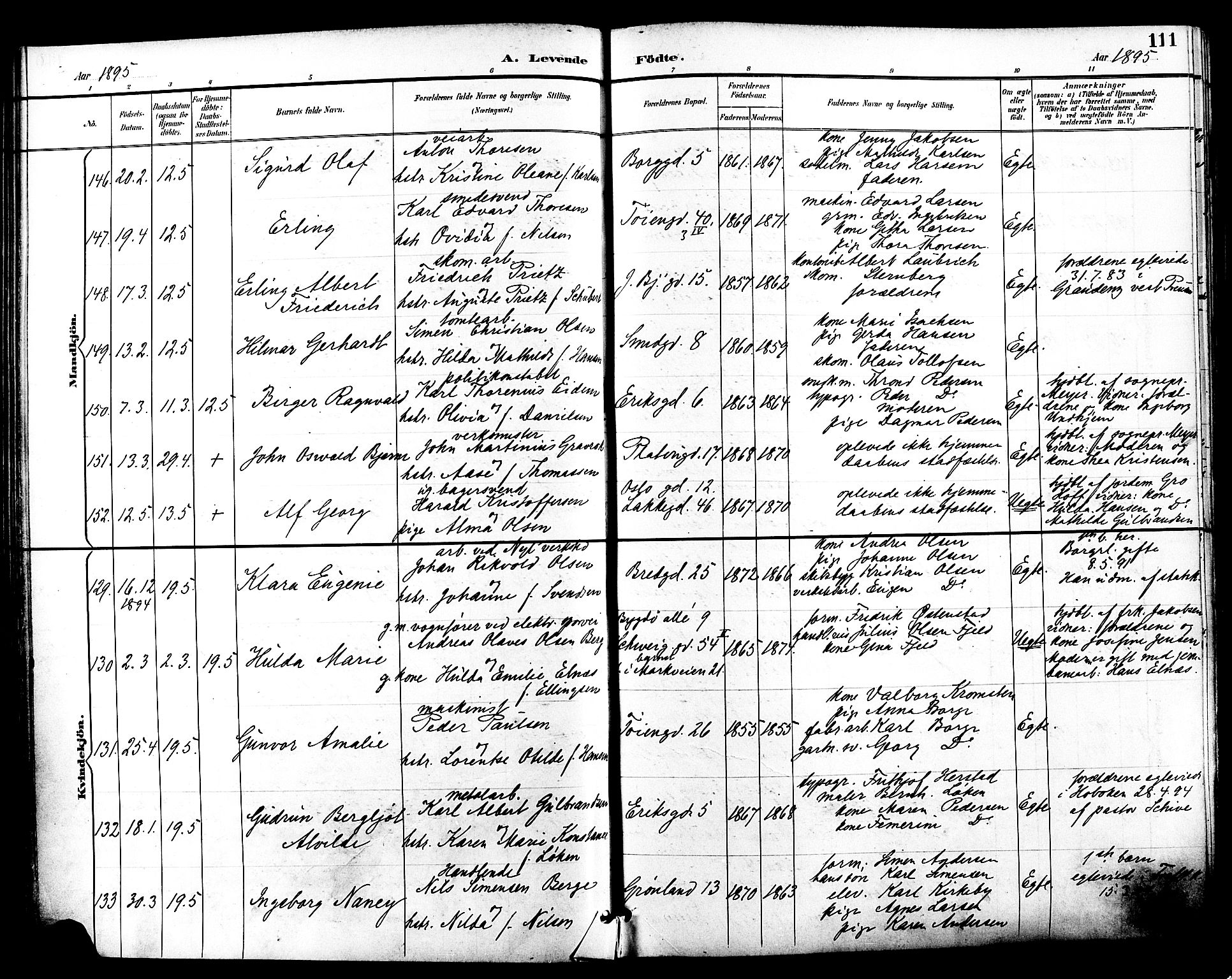 Grønland prestekontor Kirkebøker, SAO/A-10848/F/Fa/L0012: Parish register (official) no. 12, 1893-1900, p. 111