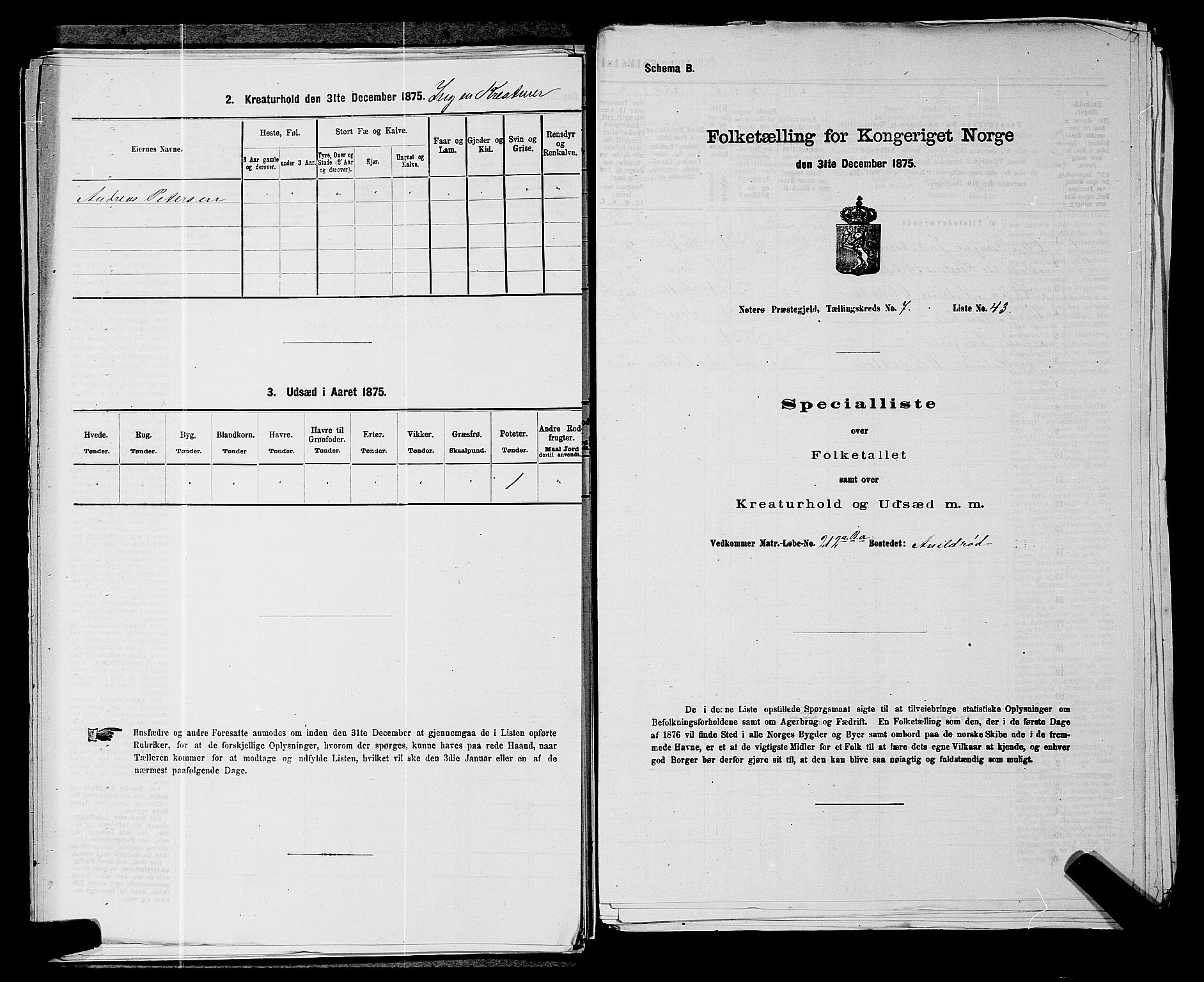 SAKO, 1875 census for 0722P Nøtterøy, 1875, p. 1420