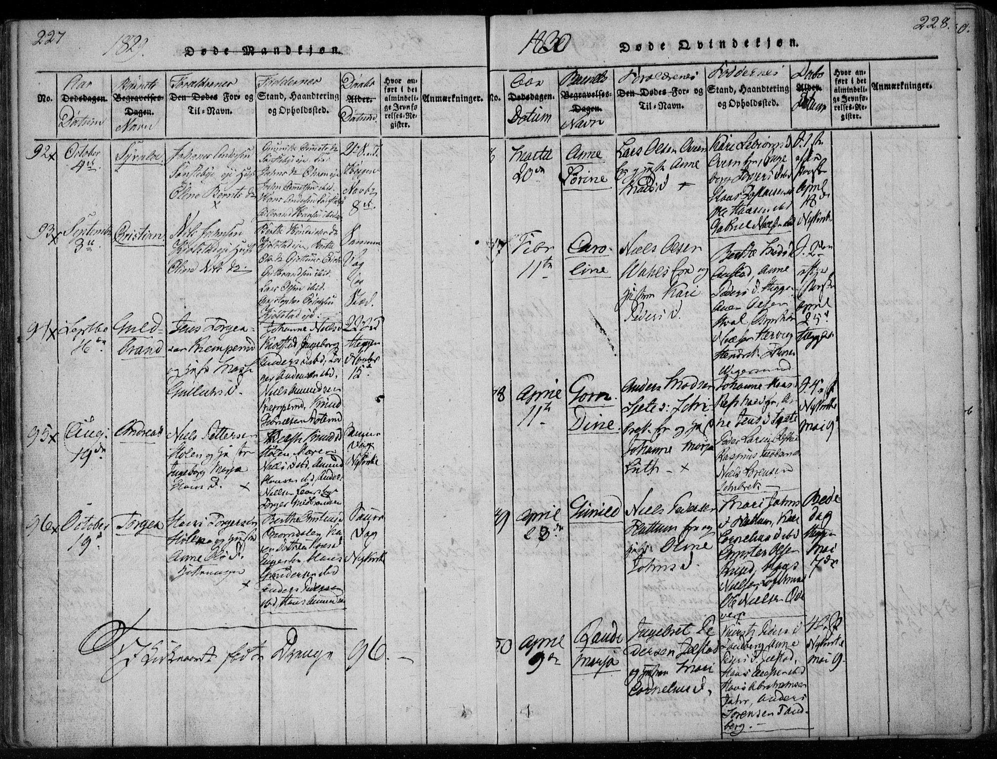 Modum kirkebøker, SAKO/A-234/F/Fa/L0005: Parish register (official) no. 5, 1824-1841, p. 227-228