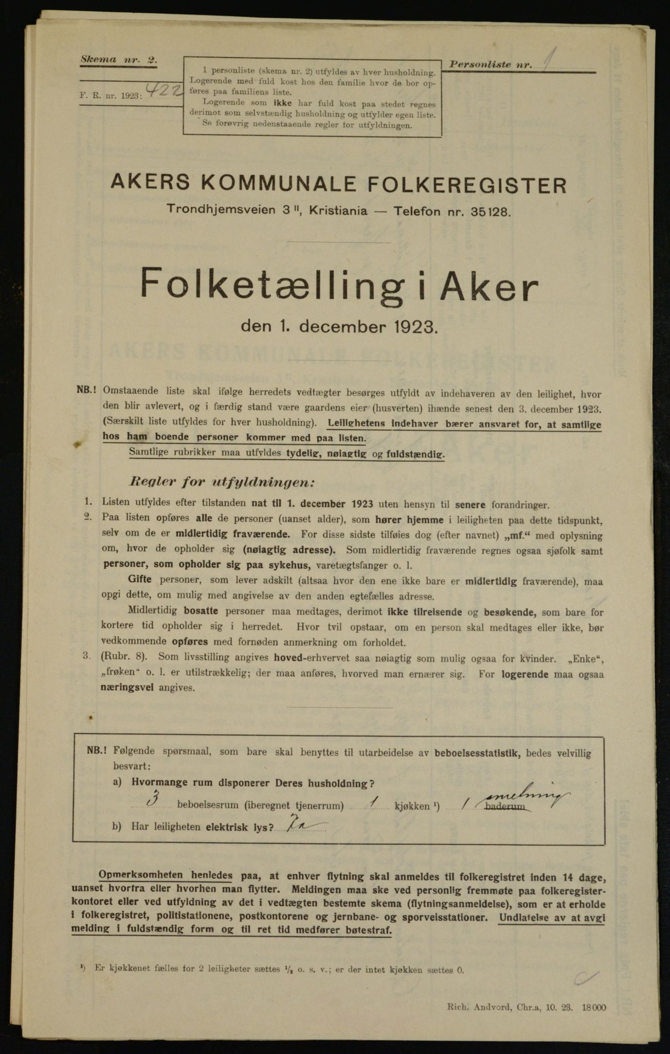 , Municipal Census 1923 for Aker, 1923, p. 39149