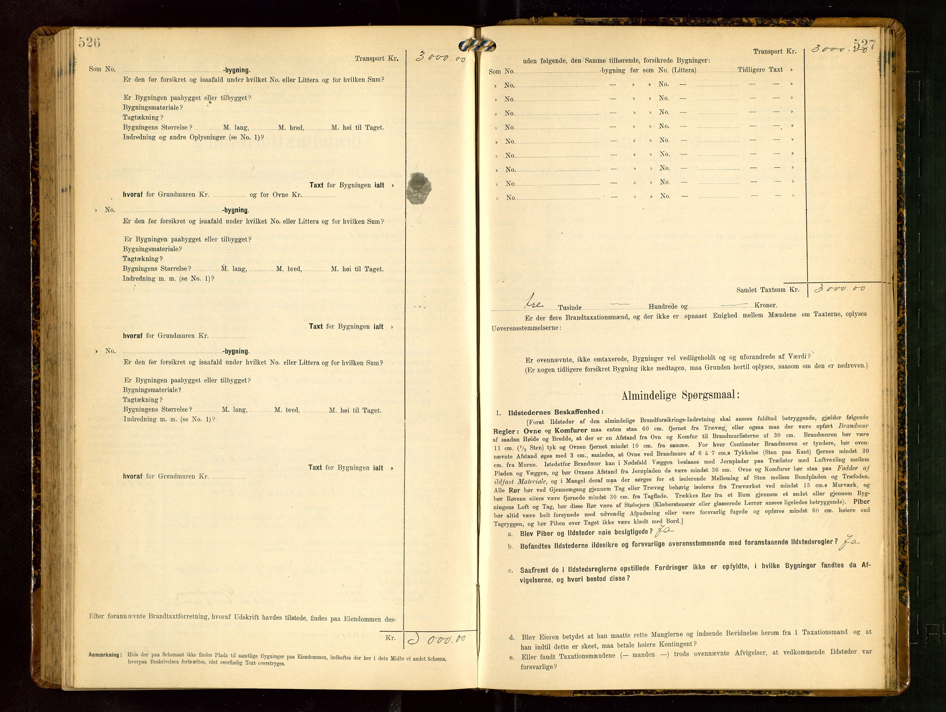 Håland lensmannskontor, SAST/A-100100/Gob/L0003: Branntakstprotokoll - skjematakst. Register i boken., 1909-1910, p. 526-527