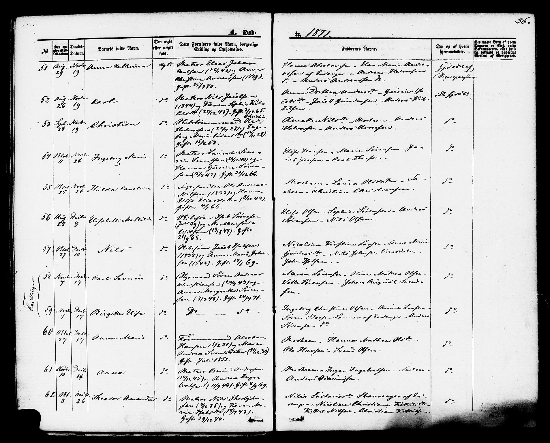 Brevik kirkebøker, AV/SAKO-A-255/F/Fa/L0006: Parish register (official) no. 6, 1866-1881, p. 36