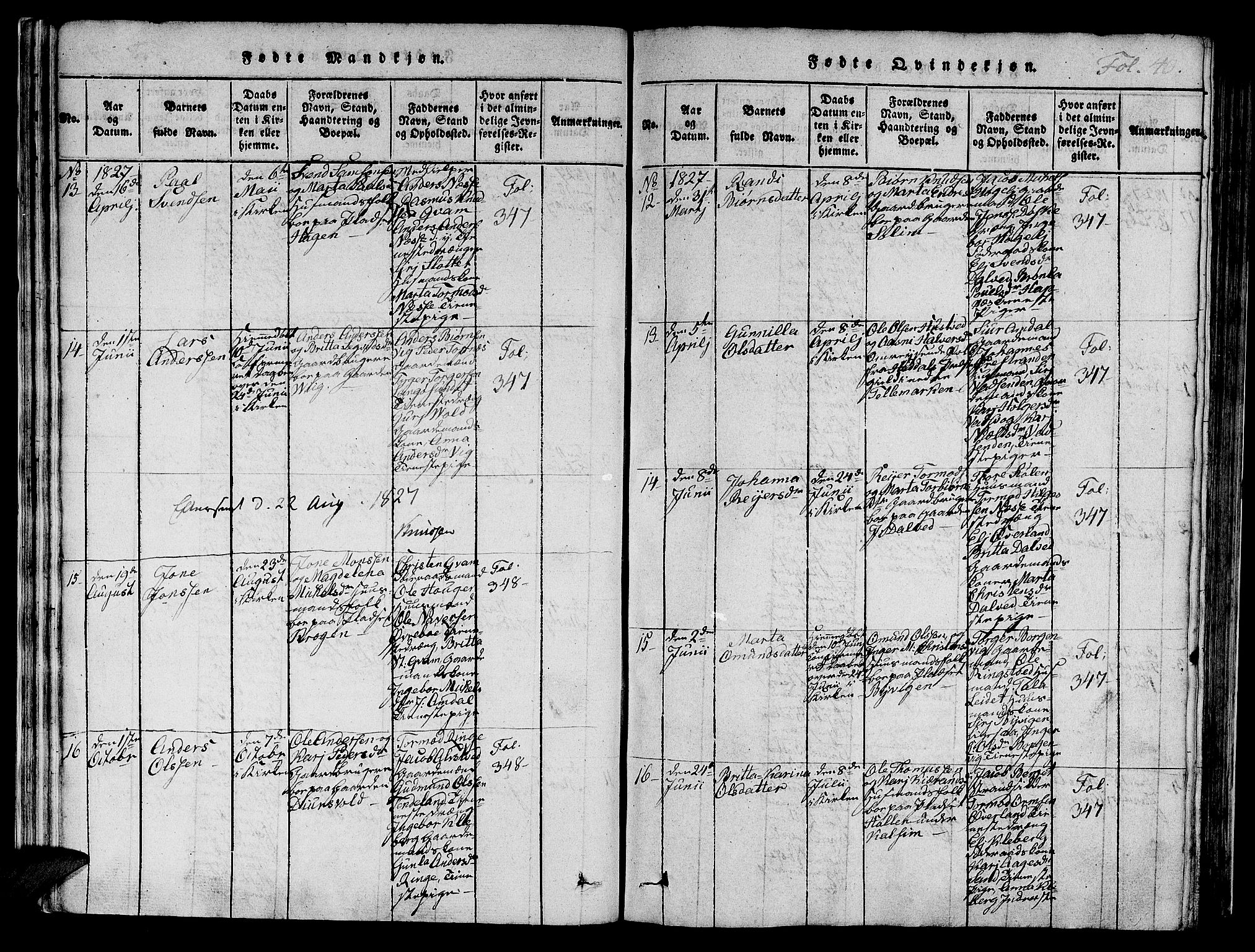 Nedstrand sokneprestkontor, AV/SAST-A-101841/01/IV: Parish register (official) no. A 6, 1816-1838, p. 40