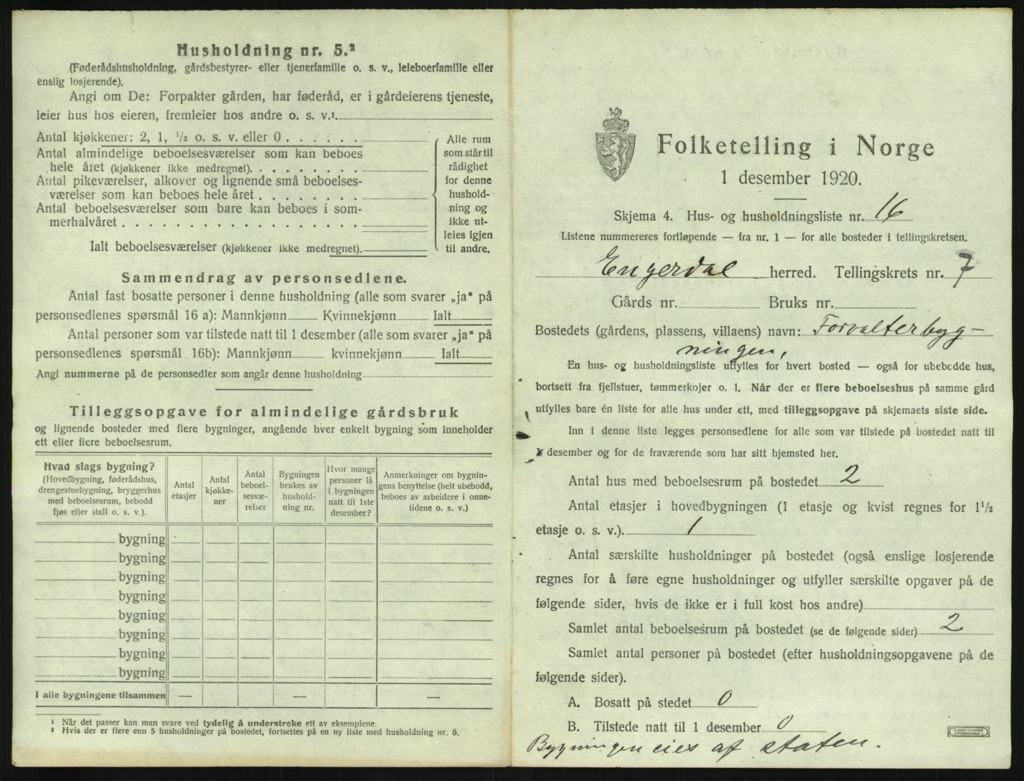 SAH, 1920 census for Engerdal, 1920, p. 477