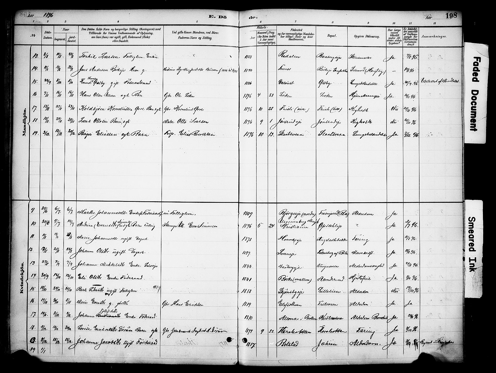 Ringsaker prestekontor, AV/SAH-PREST-014/K/Ka/L0016: Parish register (official) no. 16, 1891-1904, p. 198