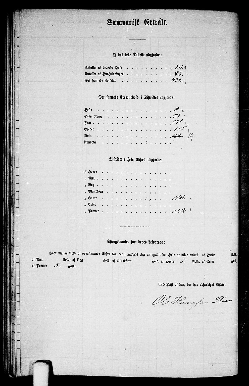 RA, 1865 census for Os, 1865, p. 152