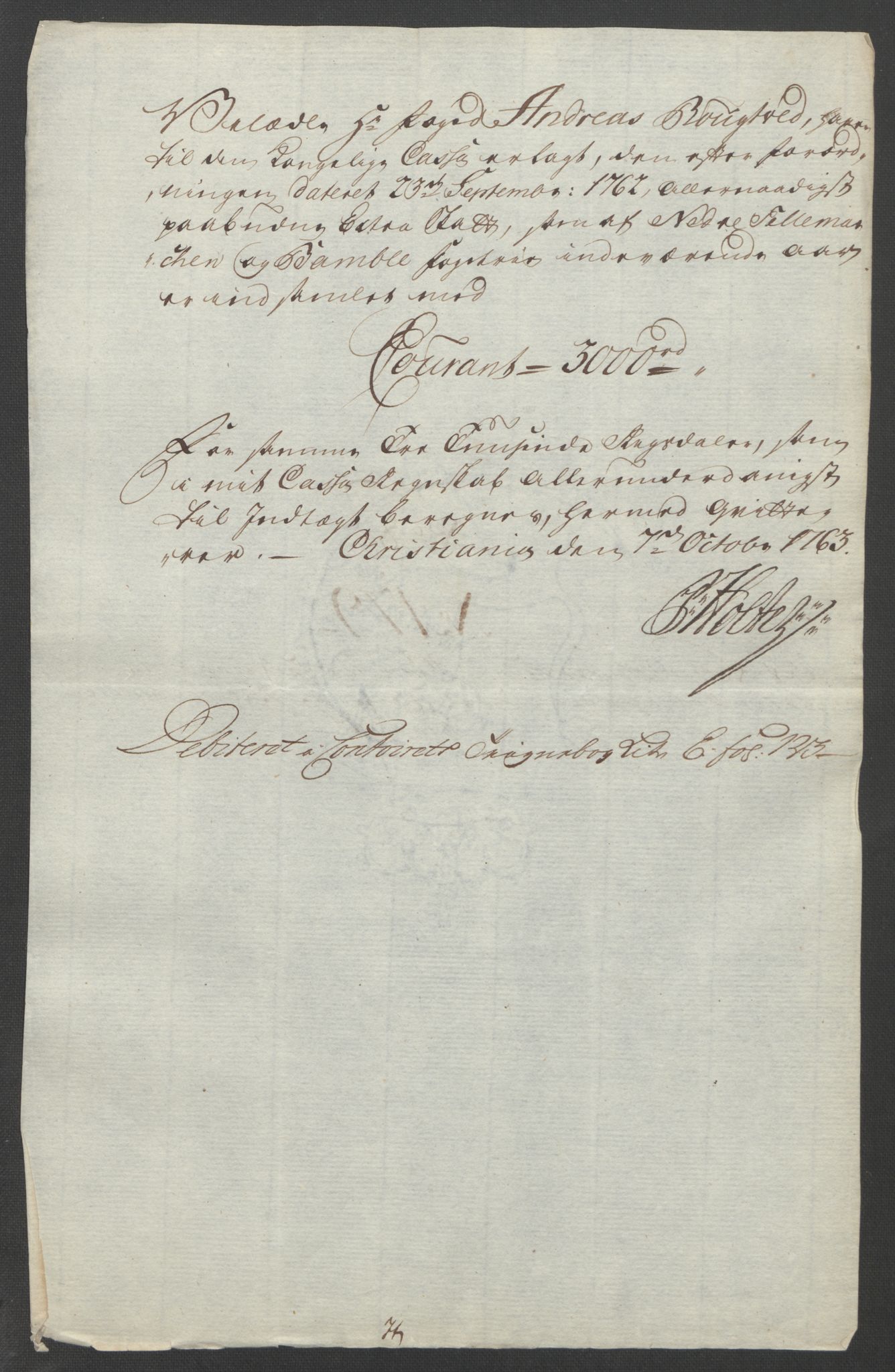 Rentekammeret inntil 1814, Reviderte regnskaper, Fogderegnskap, AV/RA-EA-4092/R37/L2239: Ekstraskatten Nedre Telemark og Bamble, 1762-1763, p. 783