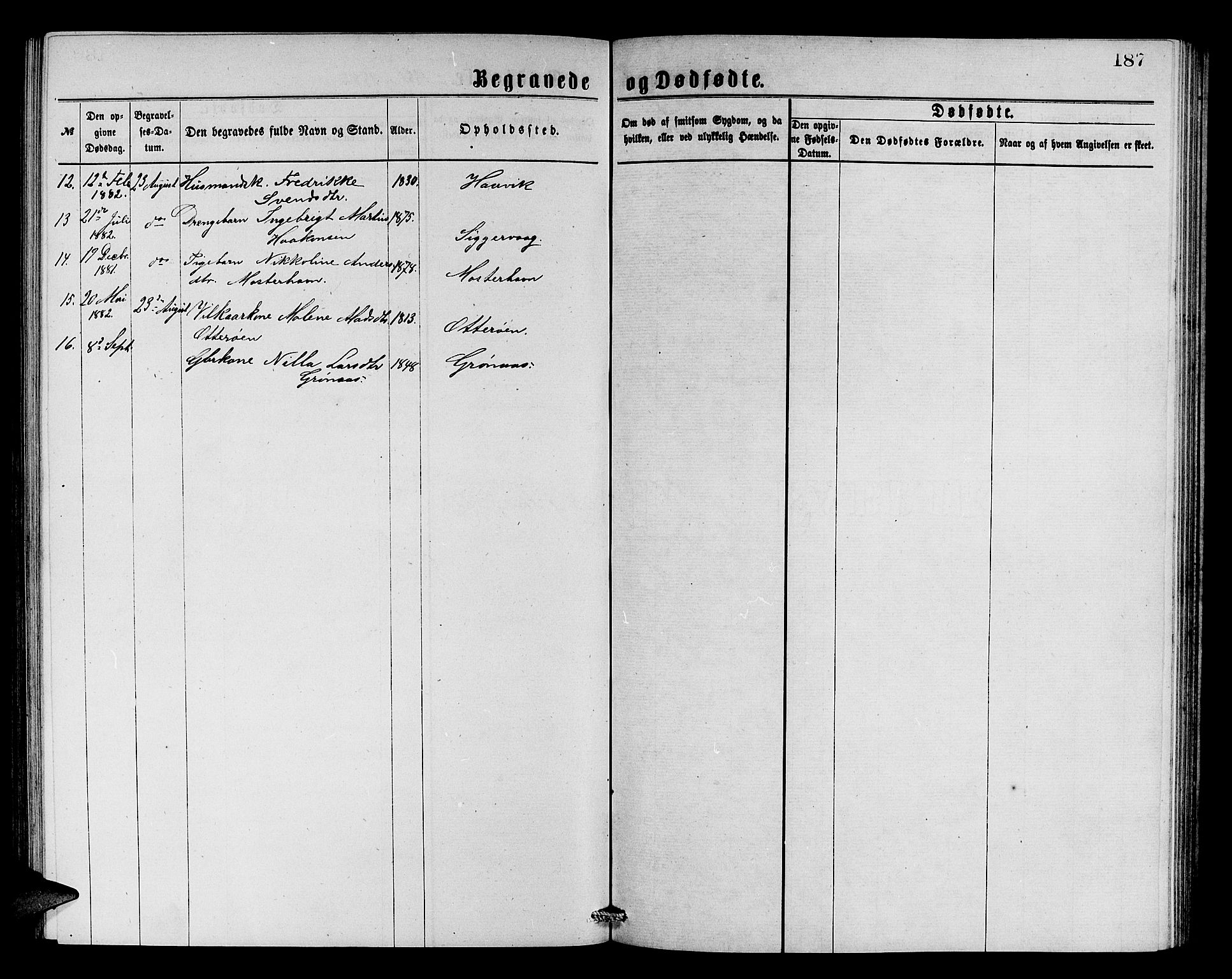 Finnås sokneprestembete, SAB/A-99925/H/Ha/Hab/Haba/L0002: Parish register (copy) no. A 2, 1873-1882, p. 187