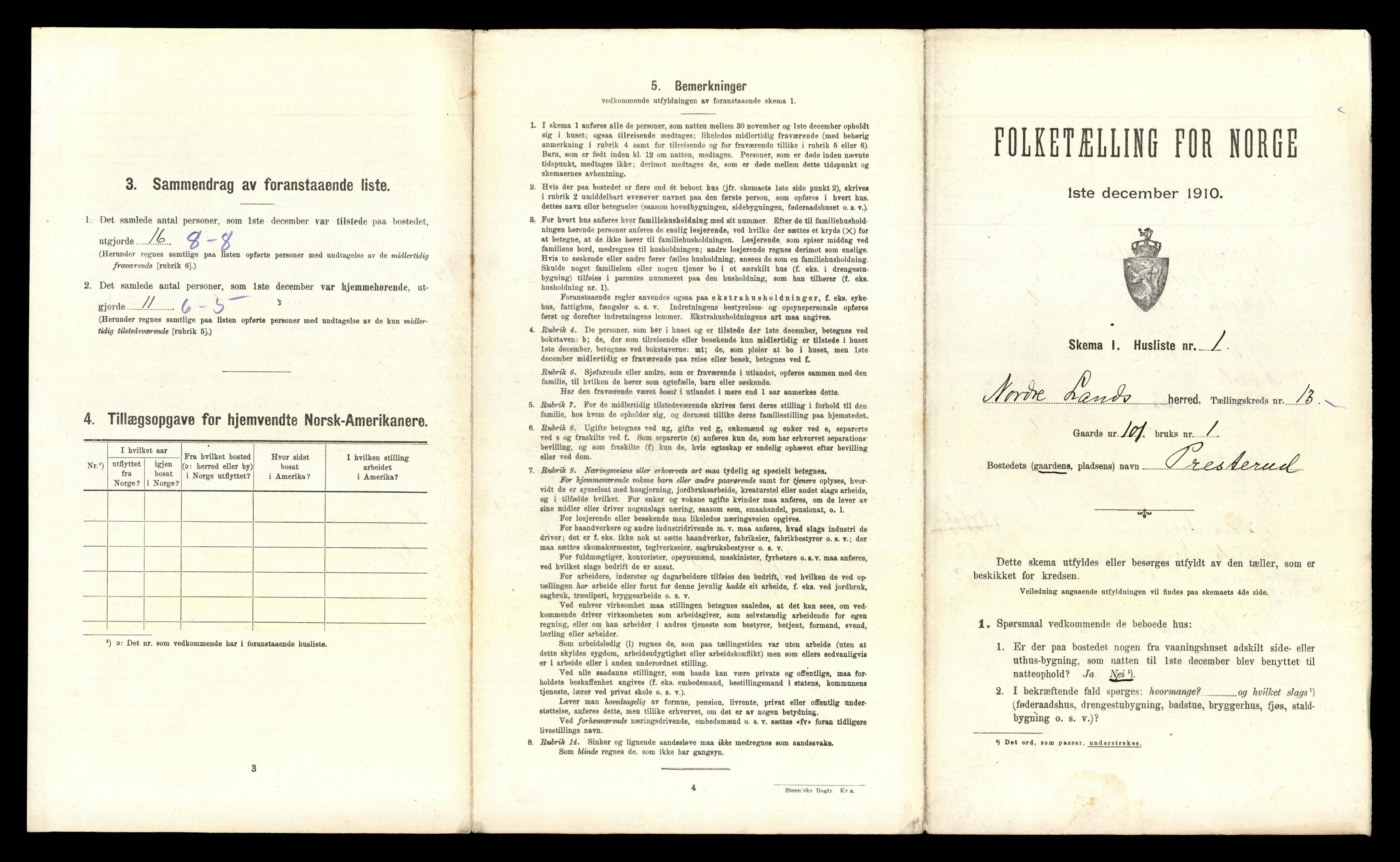 RA, 1910 census for Nordre Land, 1910, p. 1345