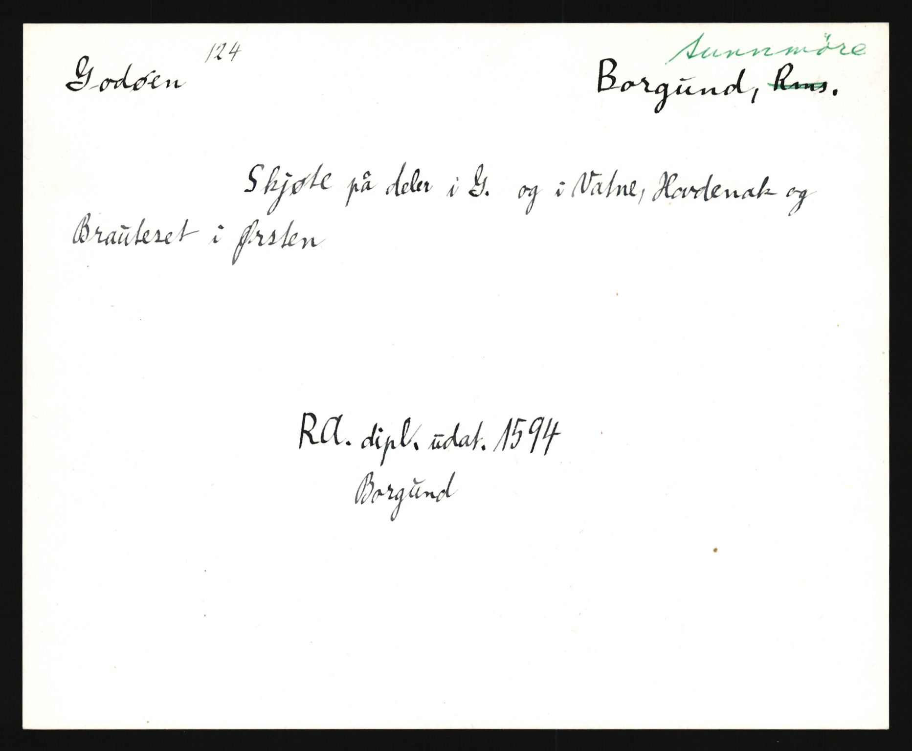 Riksarkivets diplomsamling, AV/RA-EA-5965/F35/F35e/L0031: Registreringssedler Møre og Romsdal, 1400-1700, p. 289