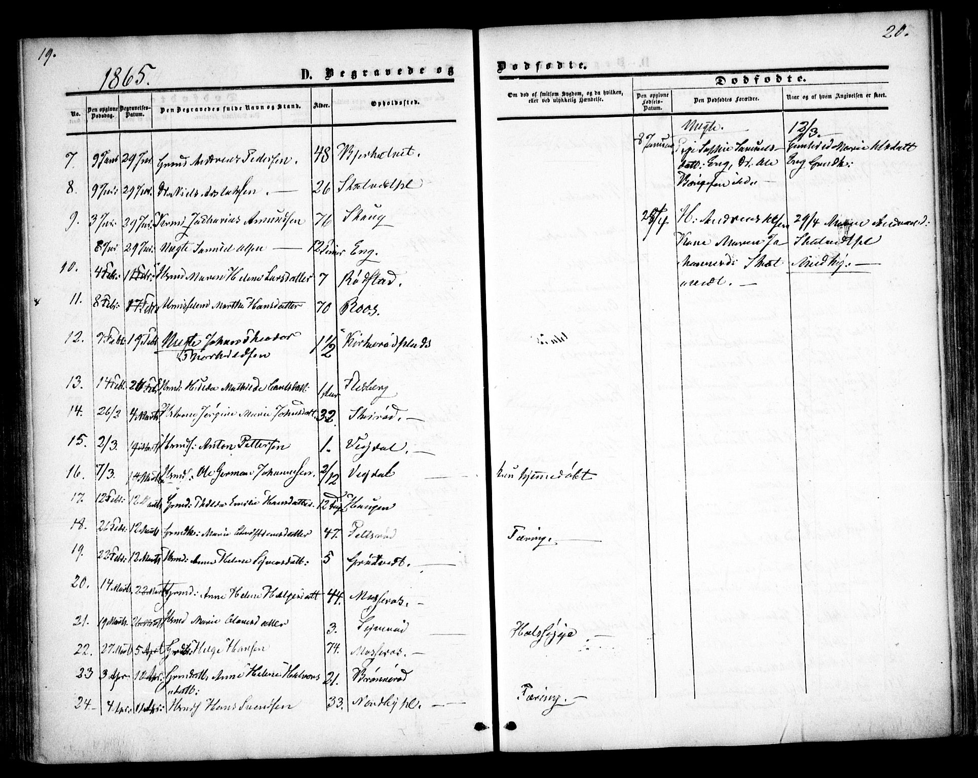 Våler prestekontor Kirkebøker, SAO/A-11083/F/Fa/L0008: Parish register (official) no. I 8, 1862-1876, p. 19-20