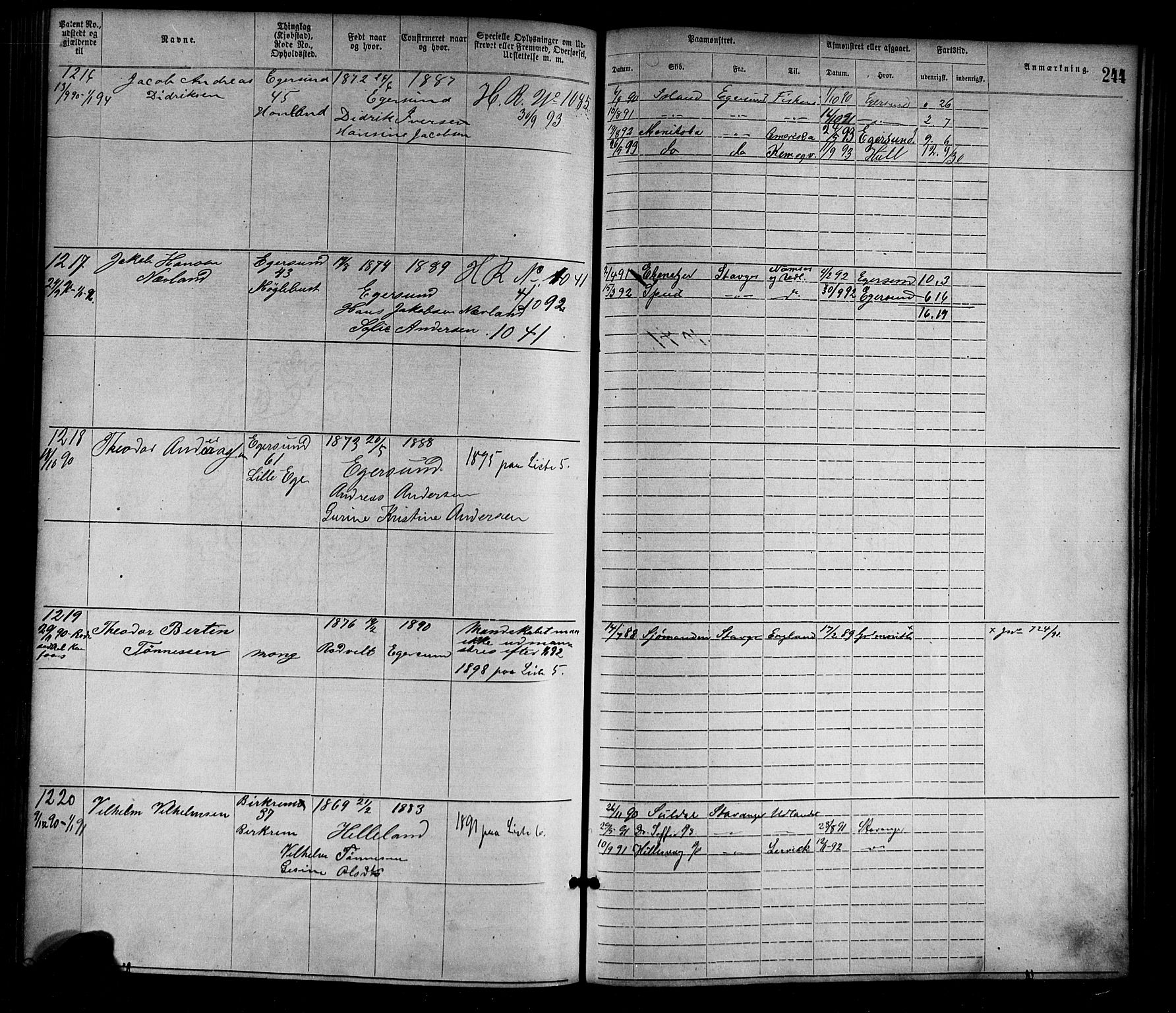 Egersund mønstringskrets, SAK/2031-0019/F/Fa/L0001: Annotasjonsrulle nr 1-1440 med register, O-1, 1869-1895, p. 269