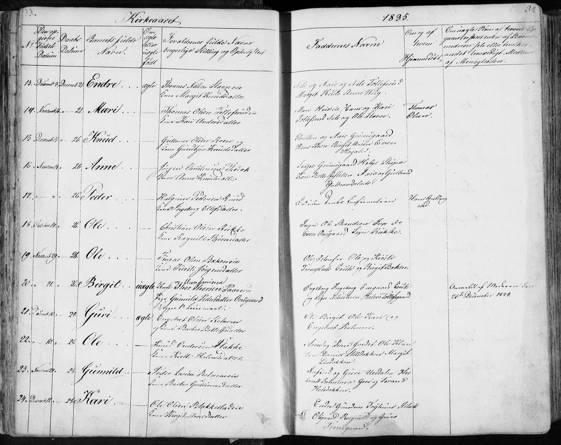 Nes kirkebøker, AV/SAKO-A-236/F/Fa/L0009: Parish register (official) no. 9, 1834-1863, p. 34