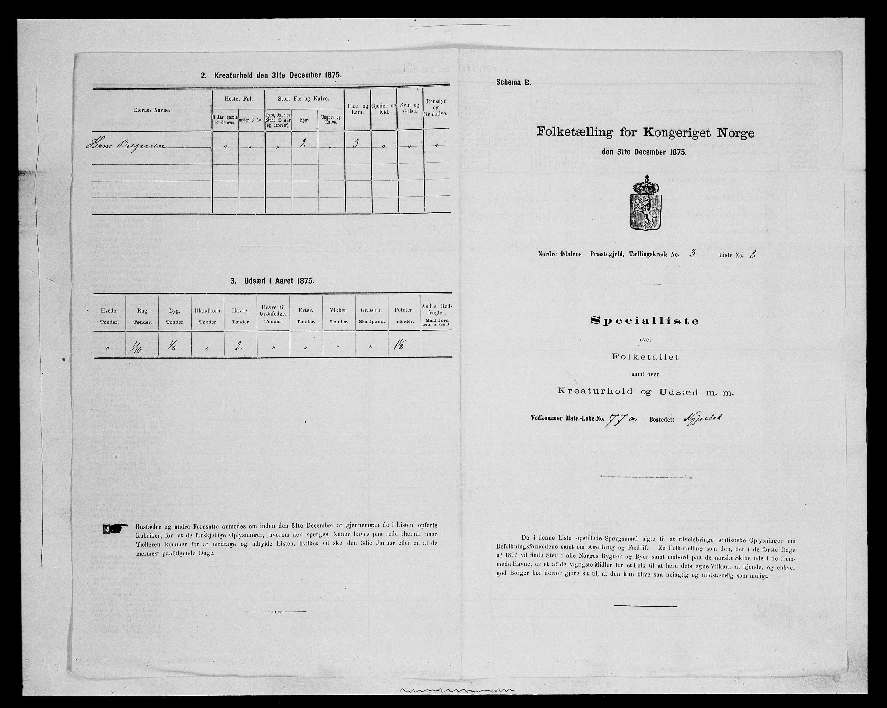 SAH, 1875 census for 0418P Nord-Odal, 1875, p. 373