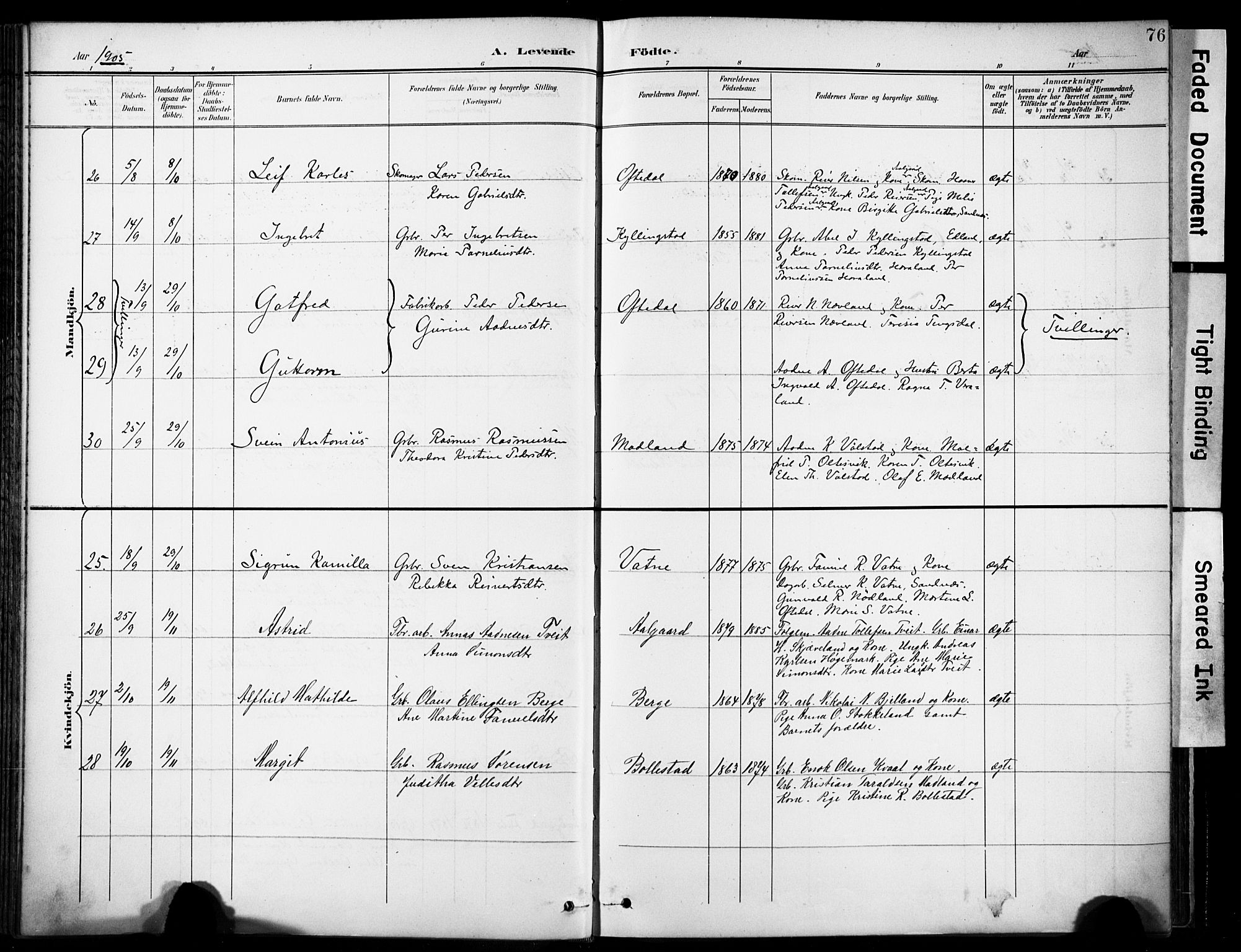 Lye sokneprestkontor, AV/SAST-A-101794/001/30BA/L0012: Parish register (official) no. A 11, 1896-1909, p. 76