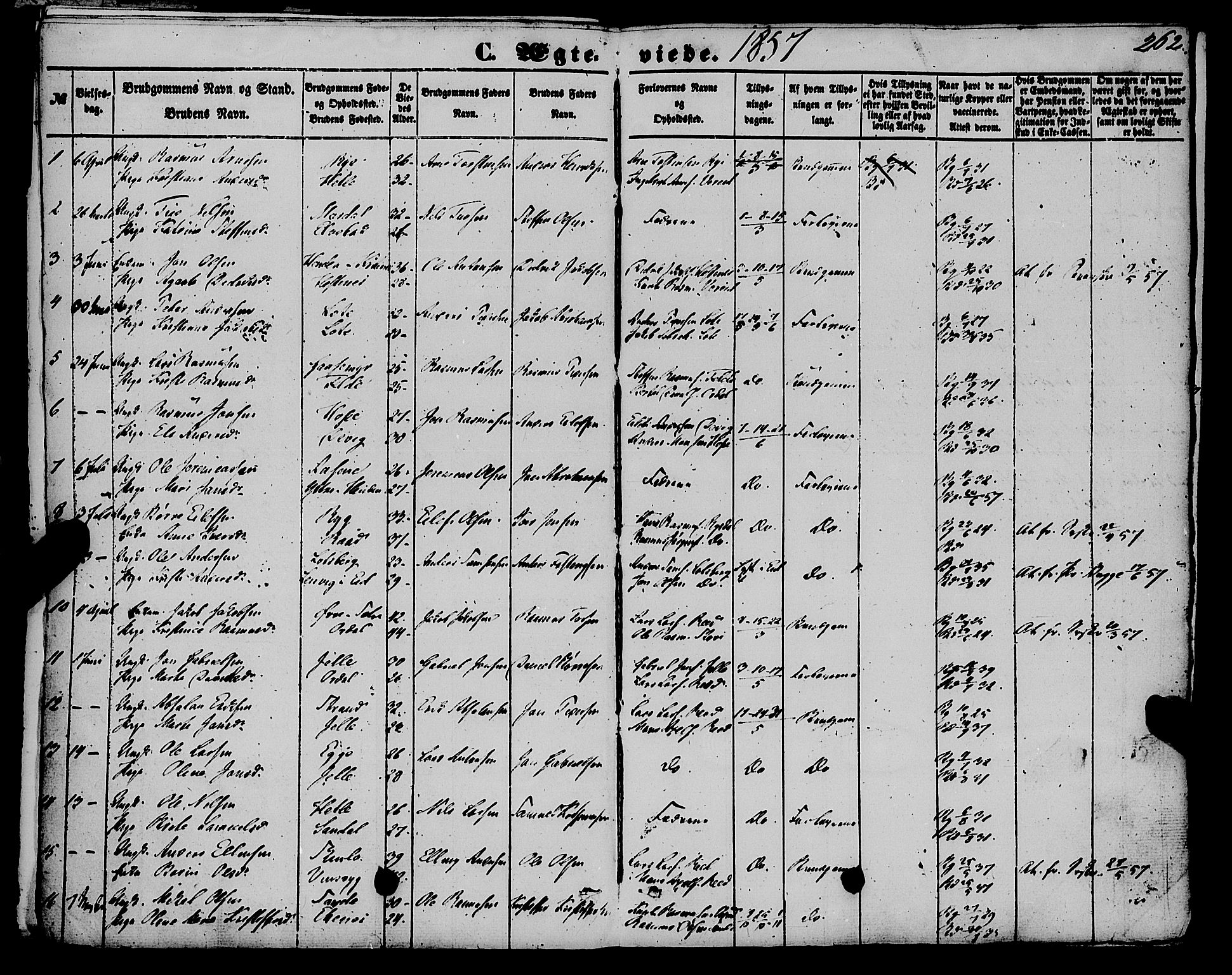 Gloppen sokneprestembete, AV/SAB-A-80101/H/Haa/Haaa/L0009: Parish register (official) no. A 9, 1855-1870, p. 262