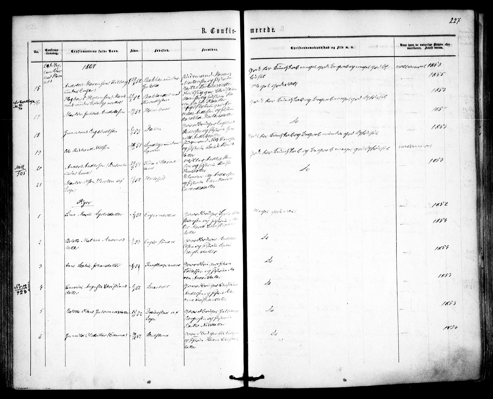 Høland prestekontor Kirkebøker, AV/SAO-A-10346a/F/Fa/L0011: Parish register (official) no. I 11, 1862-1869, p. 227