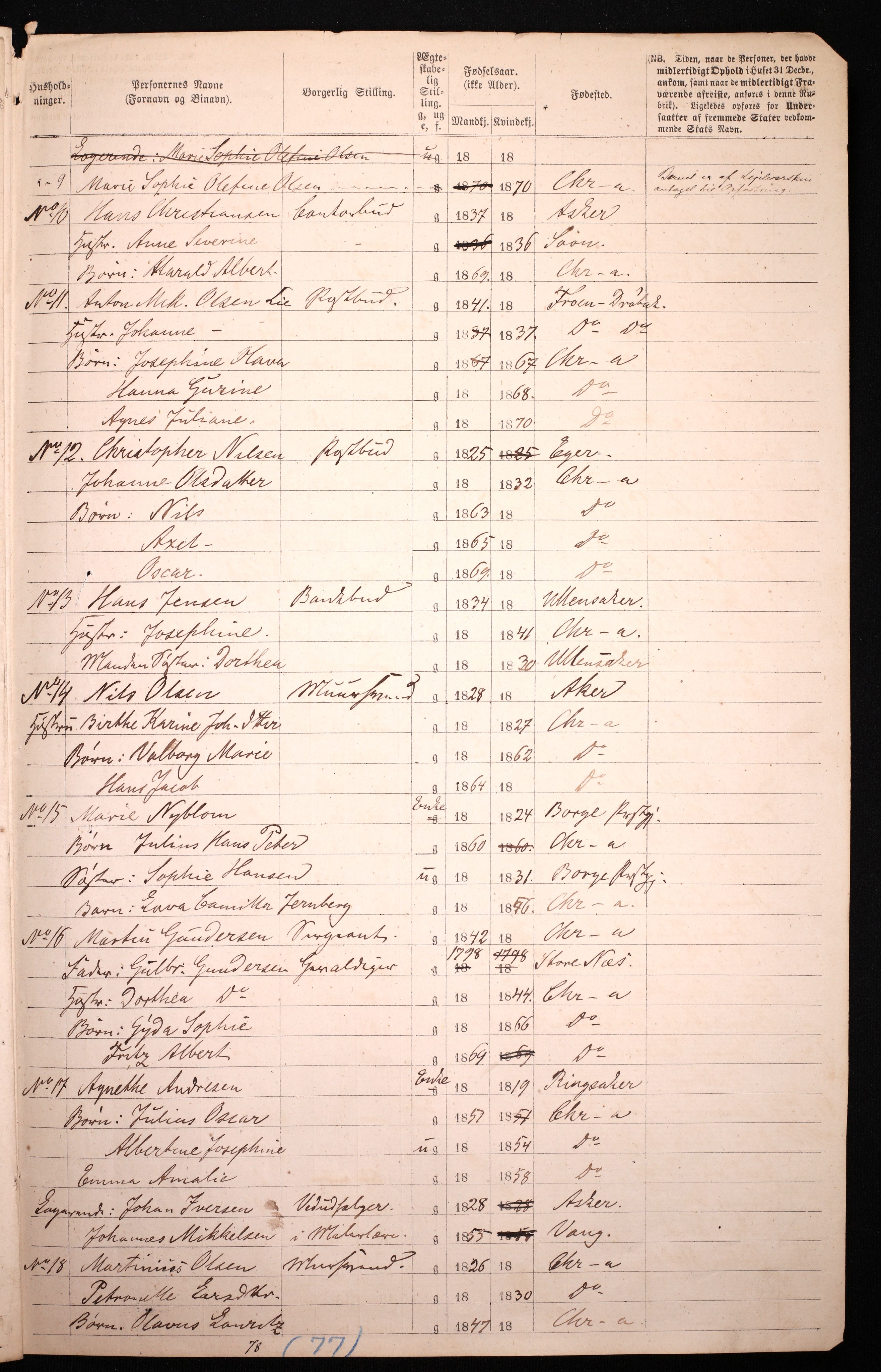 RA, 1870 census for 0301 Kristiania, 1870, p. 2893