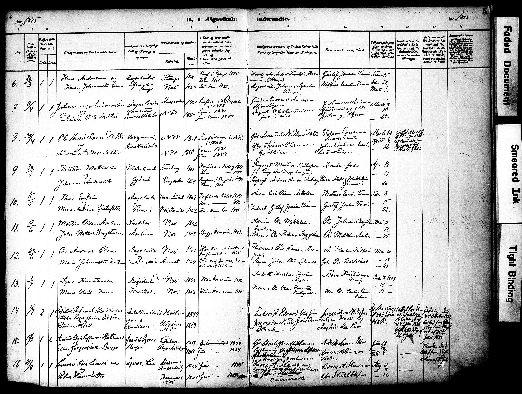 Nes prestekontor, Hedmark, SAH/PREST-020/K/Ka/L0008: Parish register (official) no. 8, 1883-1905, p. 5