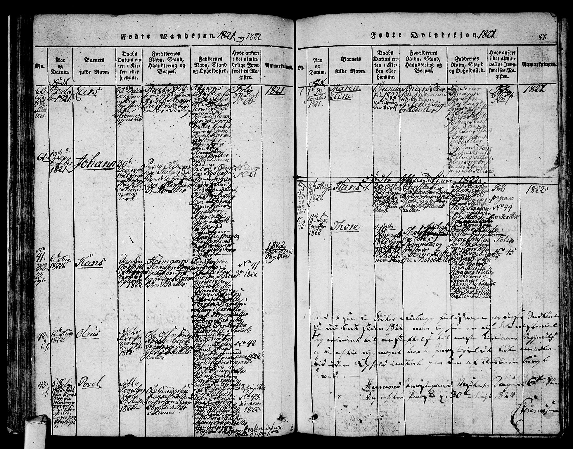 Hurum kirkebøker, SAKO/A-229/F/Fa/L0009: Parish register (official) no. 9, 1816-1826, p. 87