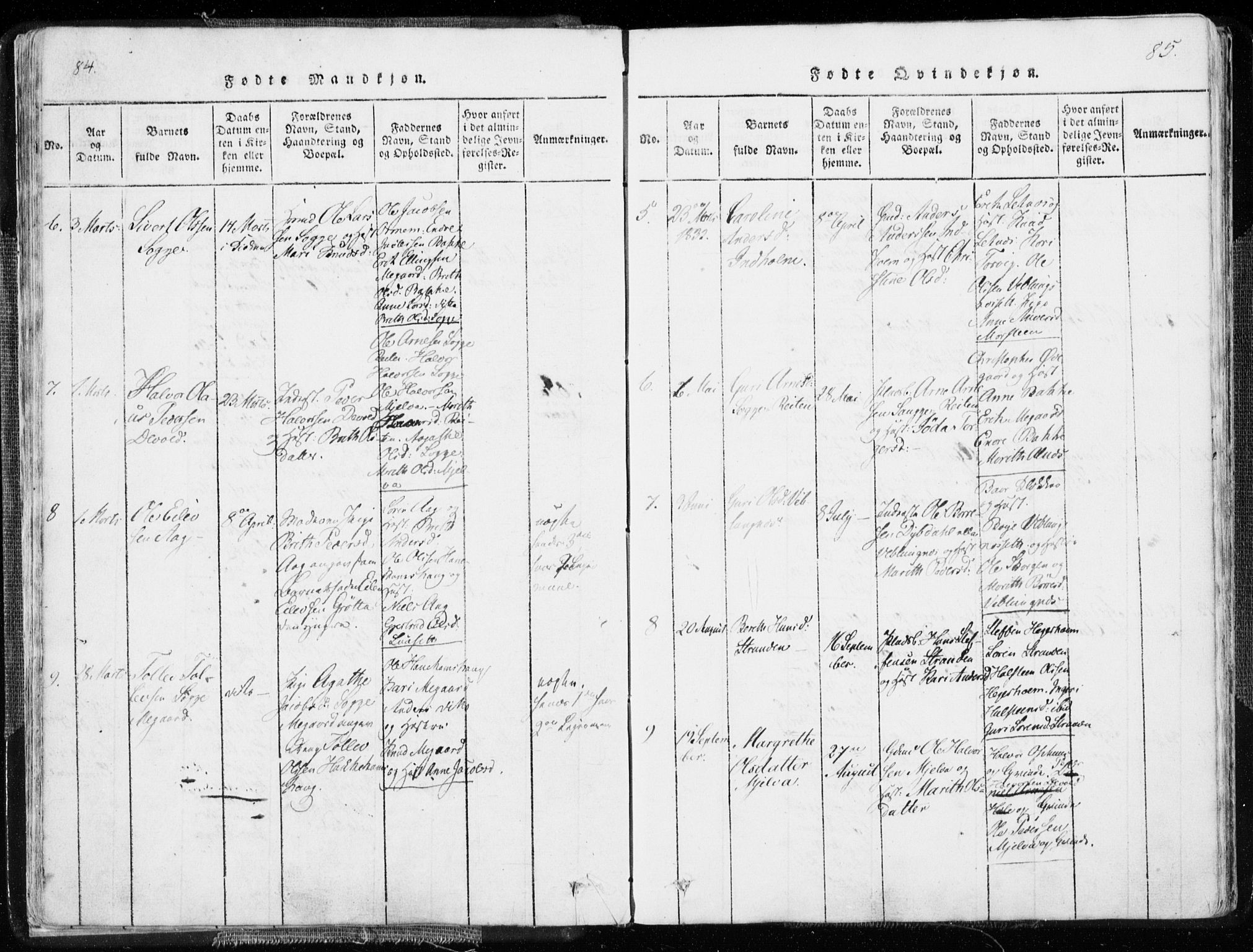 Ministerialprotokoller, klokkerbøker og fødselsregistre - Møre og Romsdal, SAT/A-1454/544/L0571: Parish register (official) no. 544A04, 1818-1853, p. 84-85