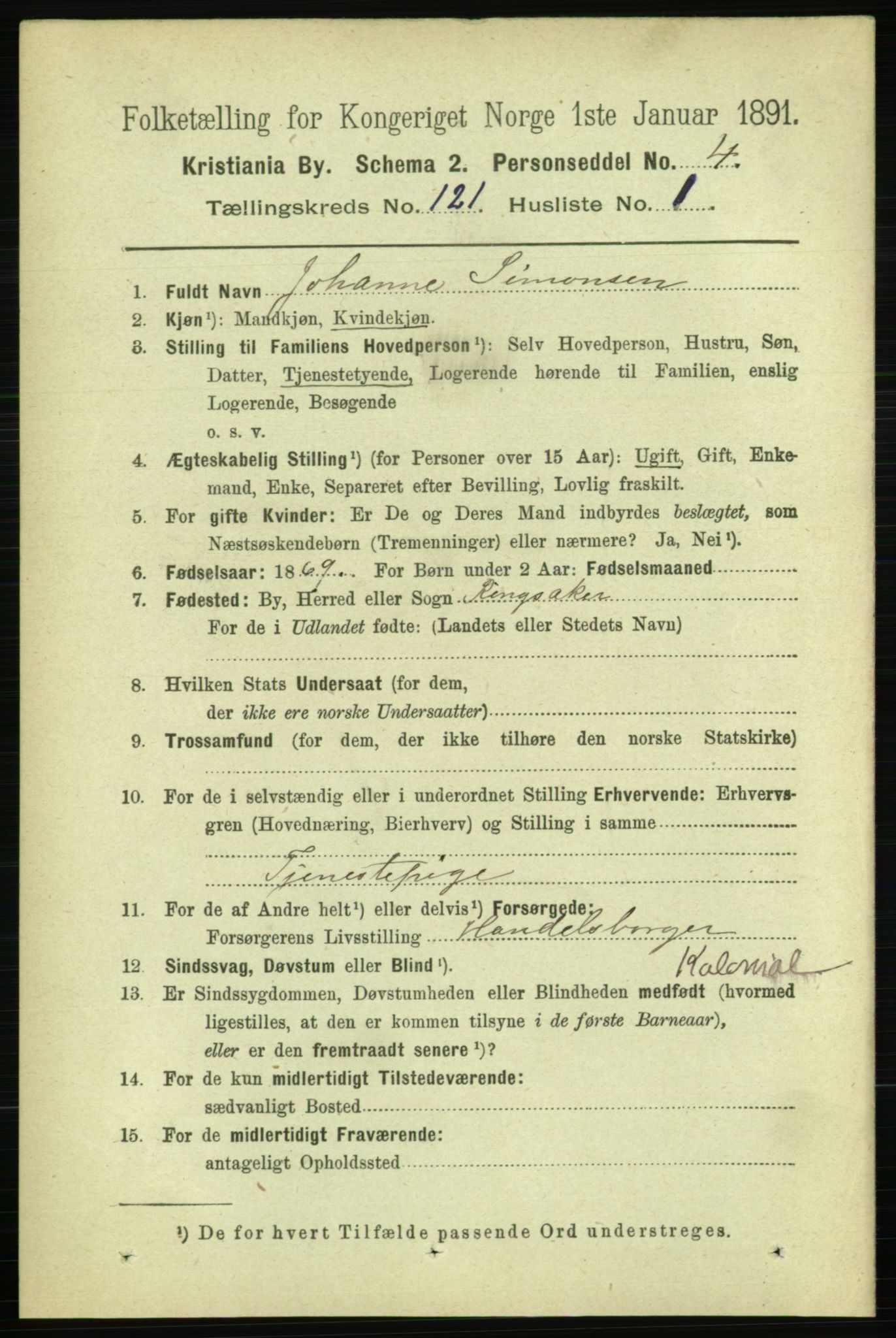 RA, 1891 census for 0301 Kristiania, 1891, p. 64206