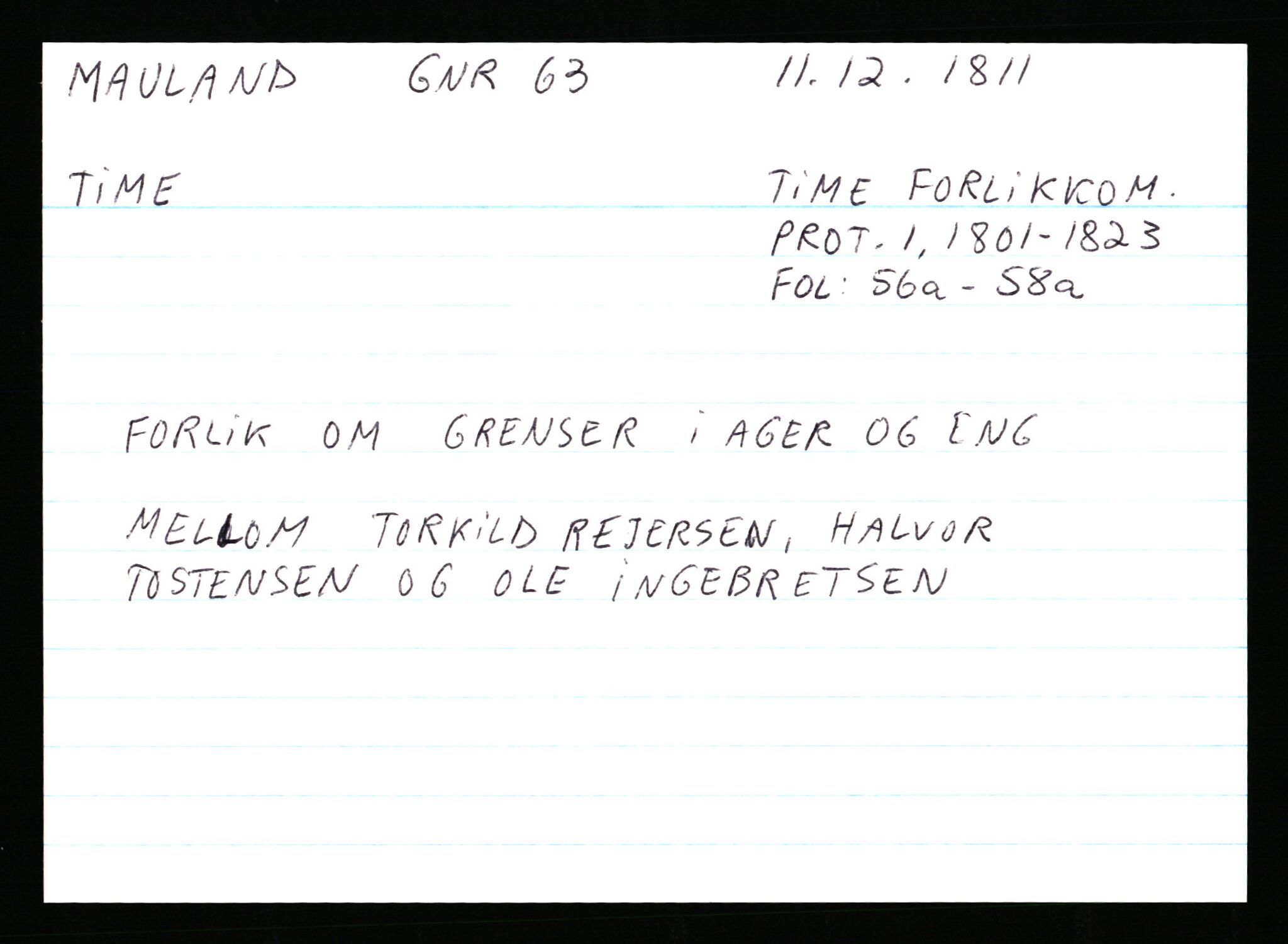 Statsarkivet i Stavanger, AV/SAST-A-101971/03/Y/Ym/L0038: Åstedskort sortert etter gårdsnavn: Mauland - Mo, 1600-1950, p. 12
