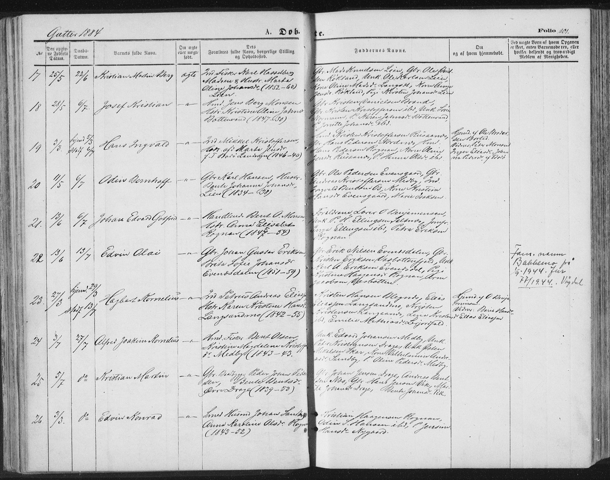 Ministerialprotokoller, klokkerbøker og fødselsregistre - Nordland, AV/SAT-A-1459/847/L0668: Parish register (official) no. 847A08, 1872-1886, p. 101