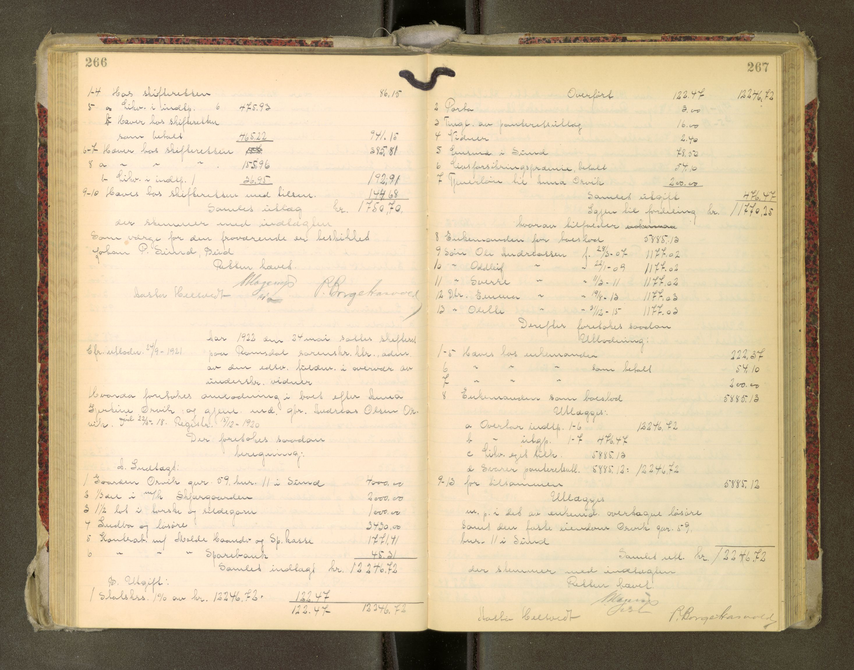Romsdal sorenskriveri, AV/SAT-A-4149/1/3/3A/L0022: Skifteutlodnings Protokoll, 1920-1924, p. 266-267