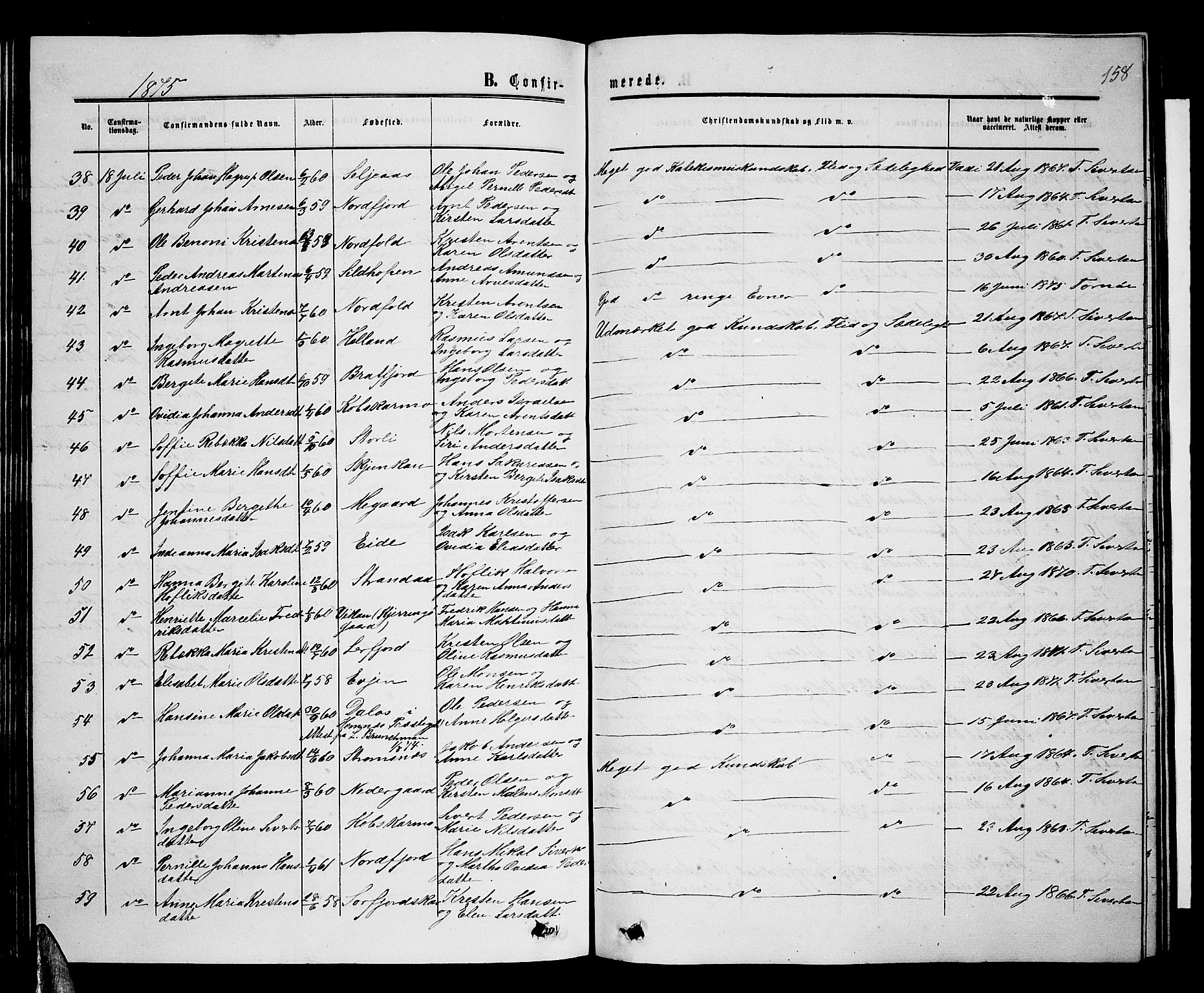 Ministerialprotokoller, klokkerbøker og fødselsregistre - Nordland, AV/SAT-A-1459/853/L0775: Parish register (copy) no. 853C03, 1859-1877, p. 158