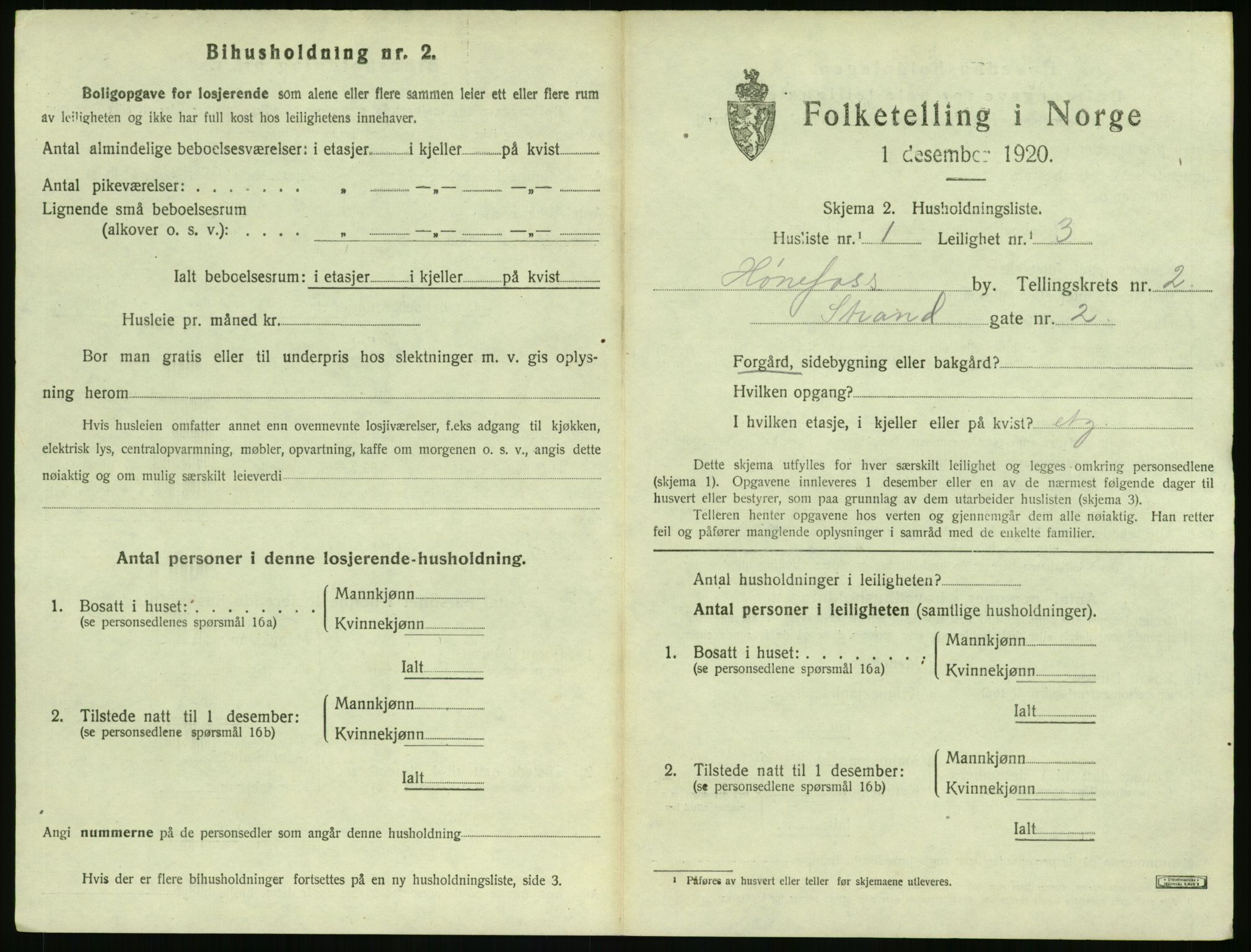 SAKO, 1920 census for Hønefoss, 1920, p. 1156