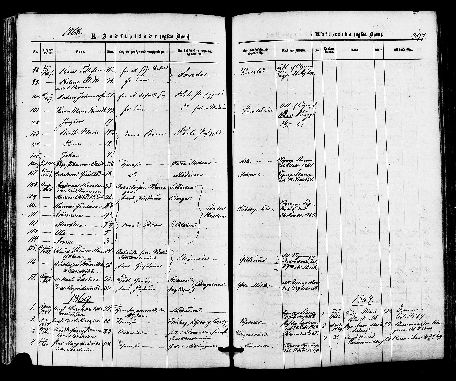Lier kirkebøker, SAKO/A-230/F/Fa/L0013: Parish register (official) no. I 13, 1865-1874, p. 397