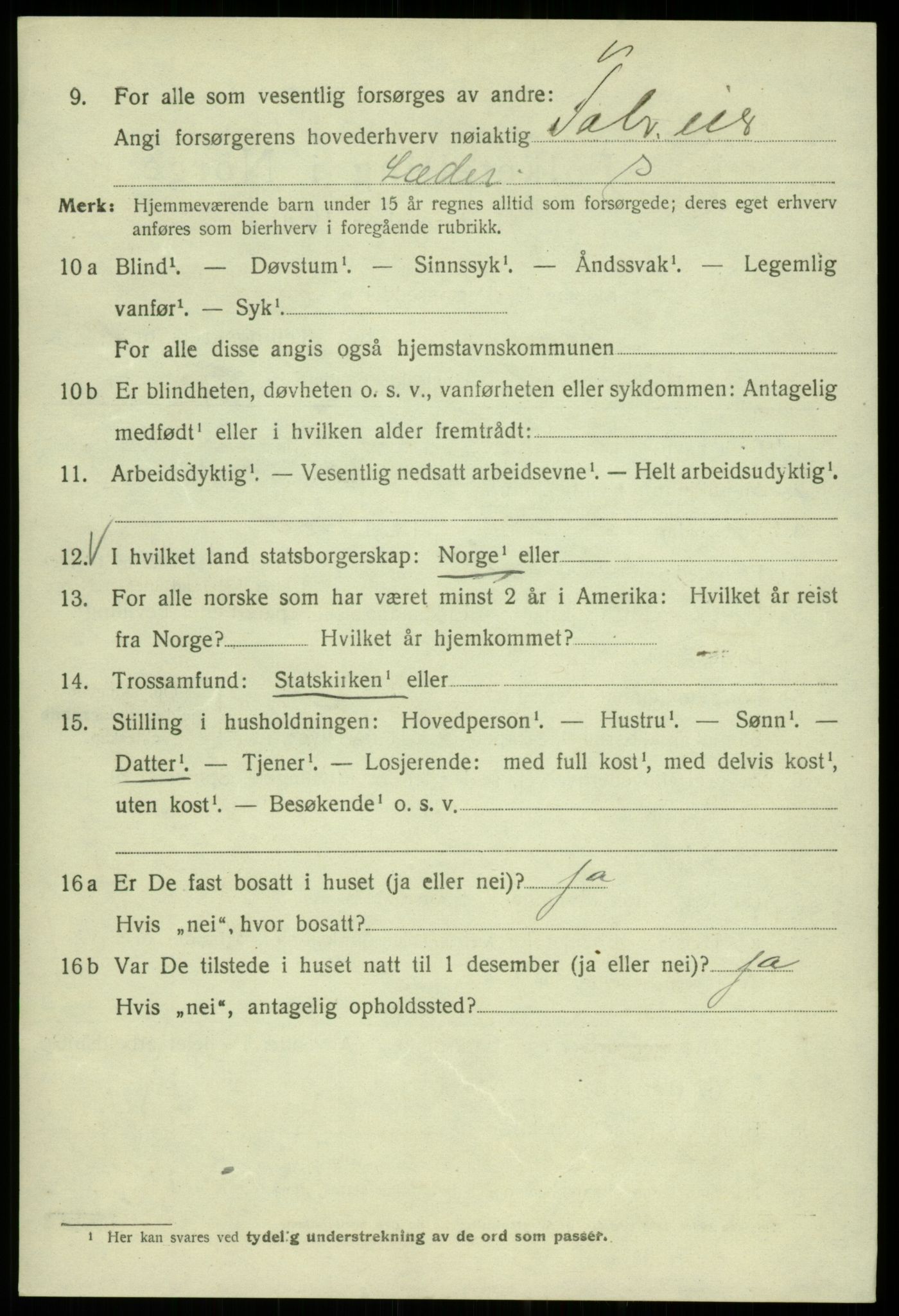 SAB, 1920 census for Bergen, 1920, p. 74291